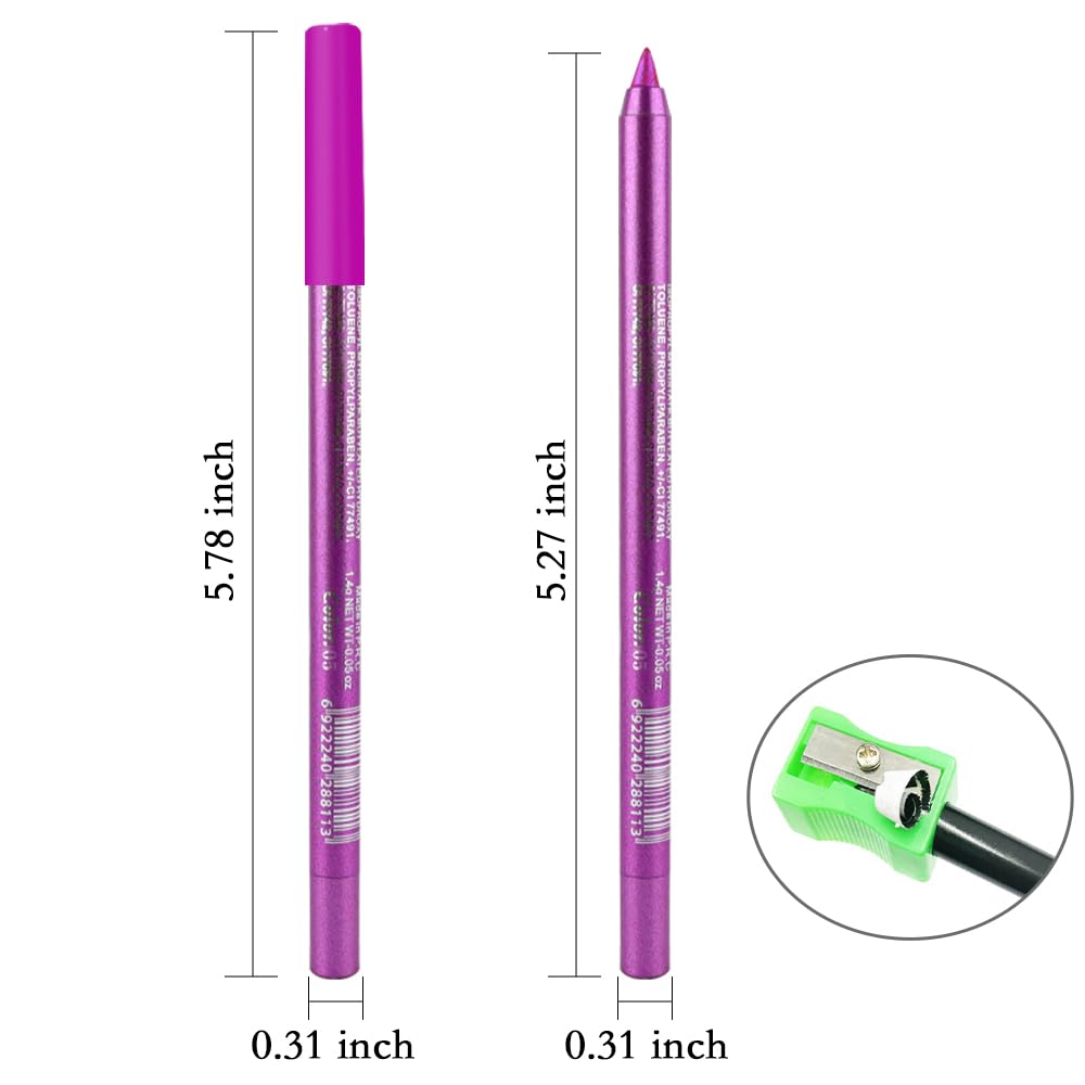 evpct Purple Eyeliner Pencils for Eyes, Grape Lavender Purple Colored Eye Liner Pencil Makeup Waterproof Smudge Proof, Colored Gel Waterline Eyeliner Liquid, Face Eye Paint Stick Halloween Makeup 05