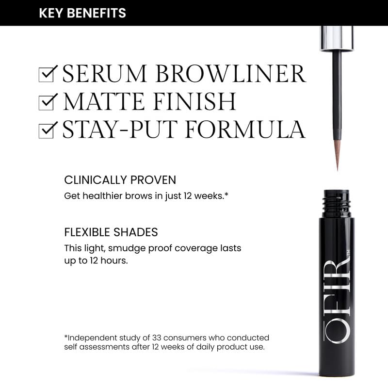 OFIR Brow Tonic Serum Browliner |Smudge-Proof Matte Finish | Hybrid Makeup & Skincare with Hyaluronic Acid & Plant Extracts | Strengthening | Cruelty-Free Brow Serum| Clear - Transparent, 0.057 Oz