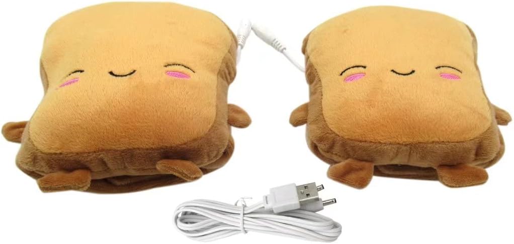 USonline911 USB Hand Warmer Heated Gloves Cute USB Heated Gloves, Half Wearable 5V USB Powered Toast Fingerless Hand Warmer