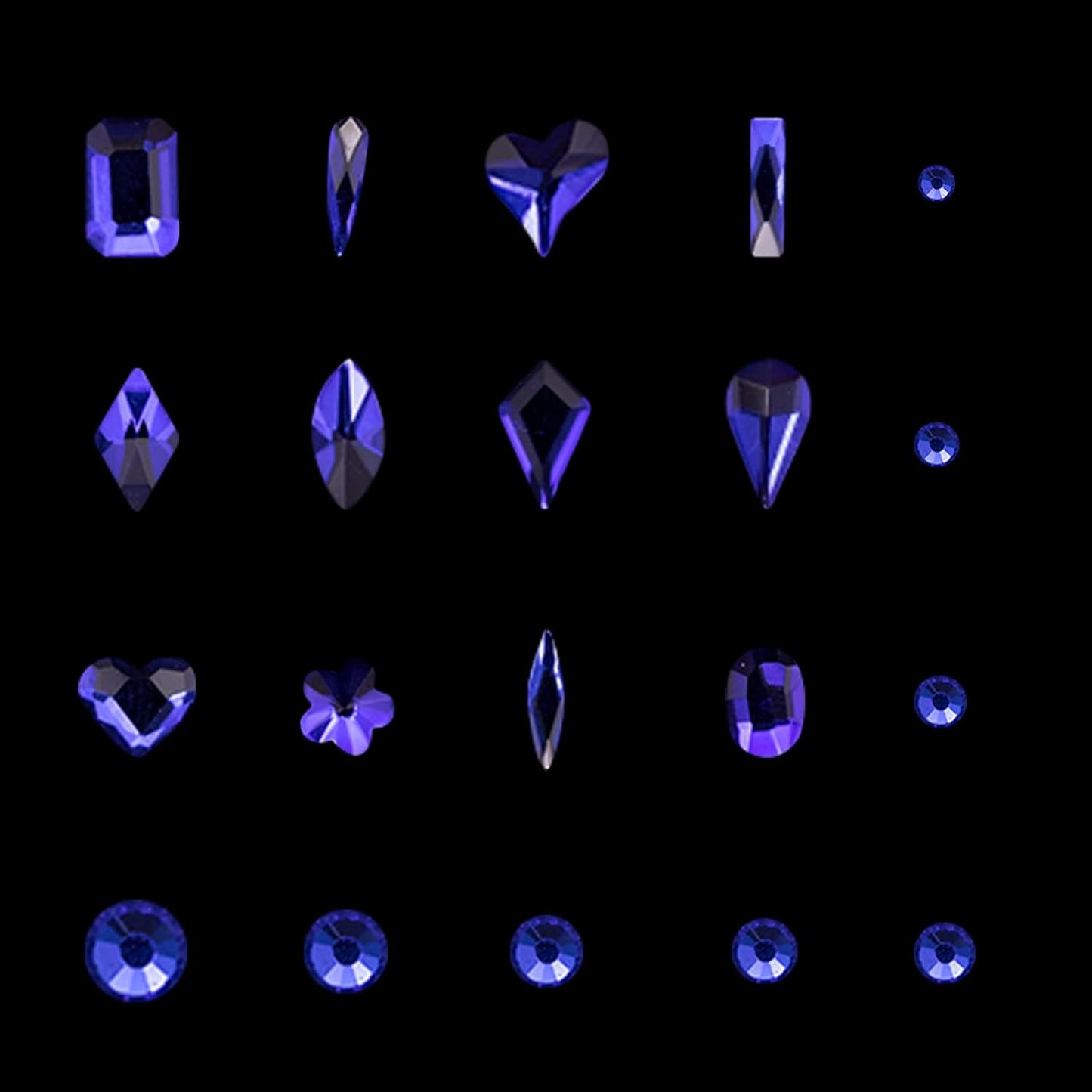 3100Pcs Flat Back Rhinestones for Nails, HOINCO Blue Rhinestones for Nails, Mix 20 Styles Flatback Rhinestone/Gems, 600 Diamonds + 2500 Round Rhinestones Beads for Nail Crafts with Tweezers Pen