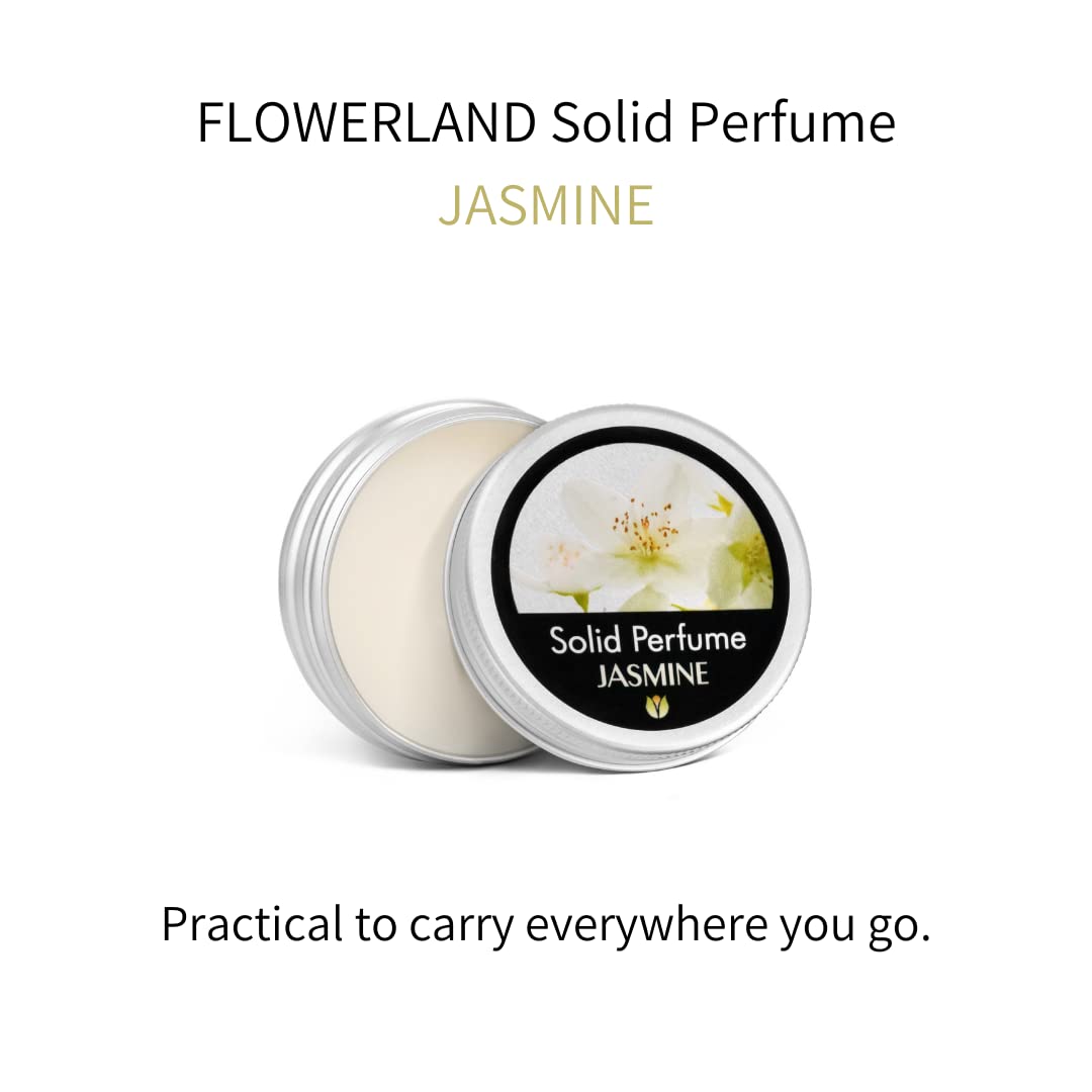 Flowerland Solid Perfume - Portable Pocket Balm Perfume Perfect for Travel Use - Natural Fragrance Parfum for Men and Women - Natural & Vegan - Jasmine (30ml)