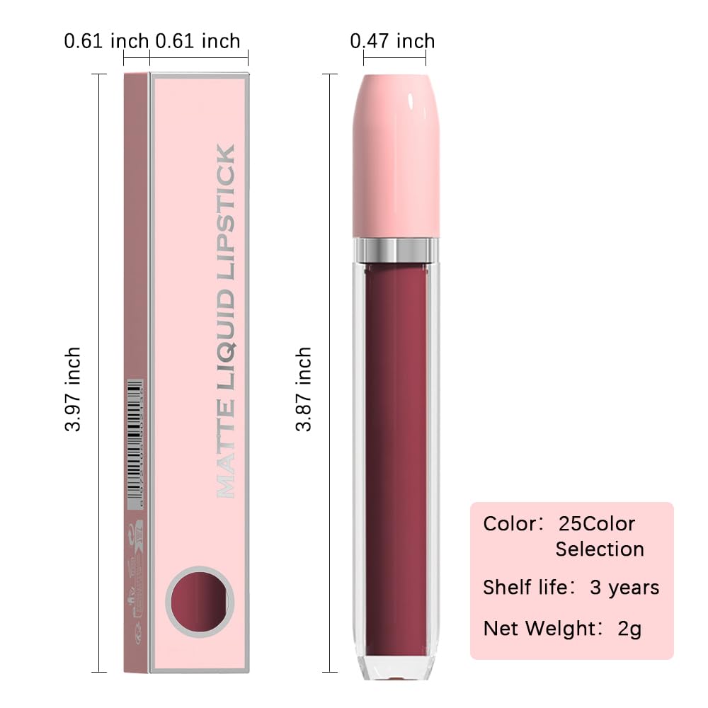 BINGBRUSH Super Matte Longwear No-Budge Stay On Smudge Proof Liquid Lipstick Long Lasting Makeup for Women,Highly Pigmented Color and Instant Shine, Cheeky