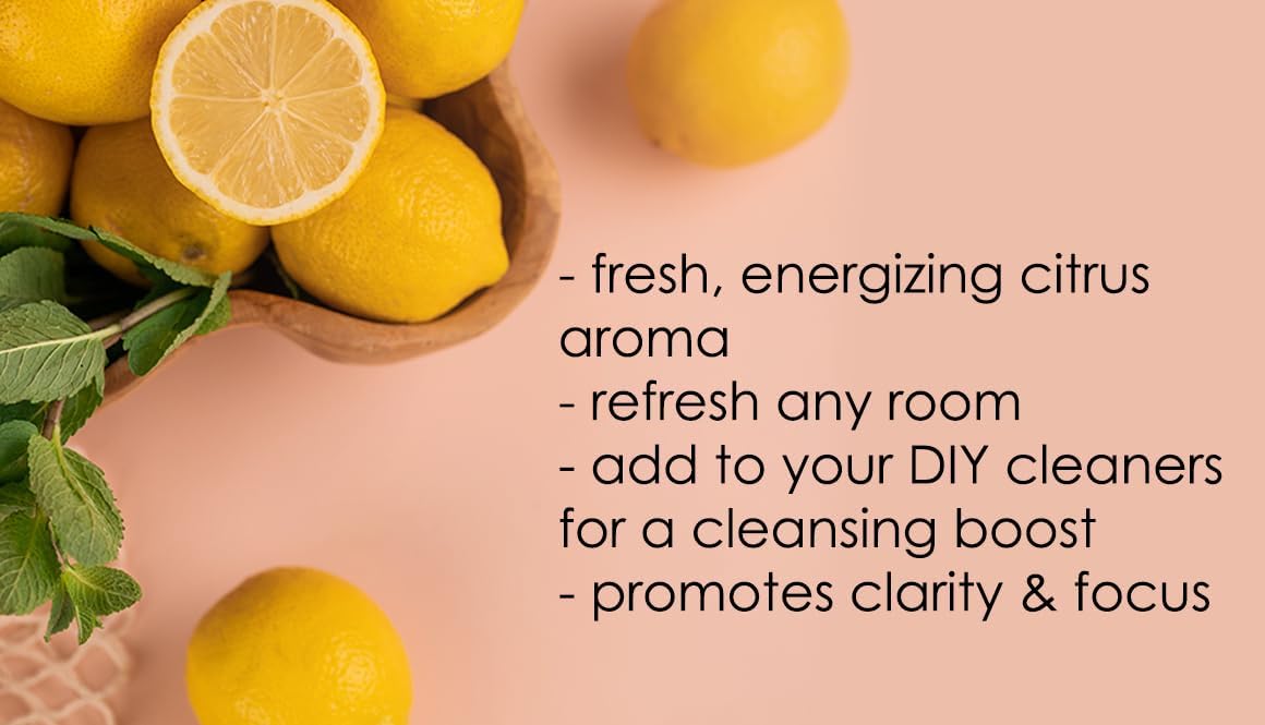 Lemon Essential Oil - 16 fl oz (473 ml) Amber Glass Bottle - 100% Pure Essential Oil - GreenHealth