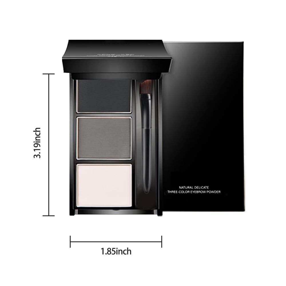 Eyebrow Powder Black White Gray Kit,Eye Brow Powder for Women with Brow Brush,Long-Lasting Waterproof Three Colors Brow Filler Get Full Defined Natural Brows,Eyebrow Powder Makeup