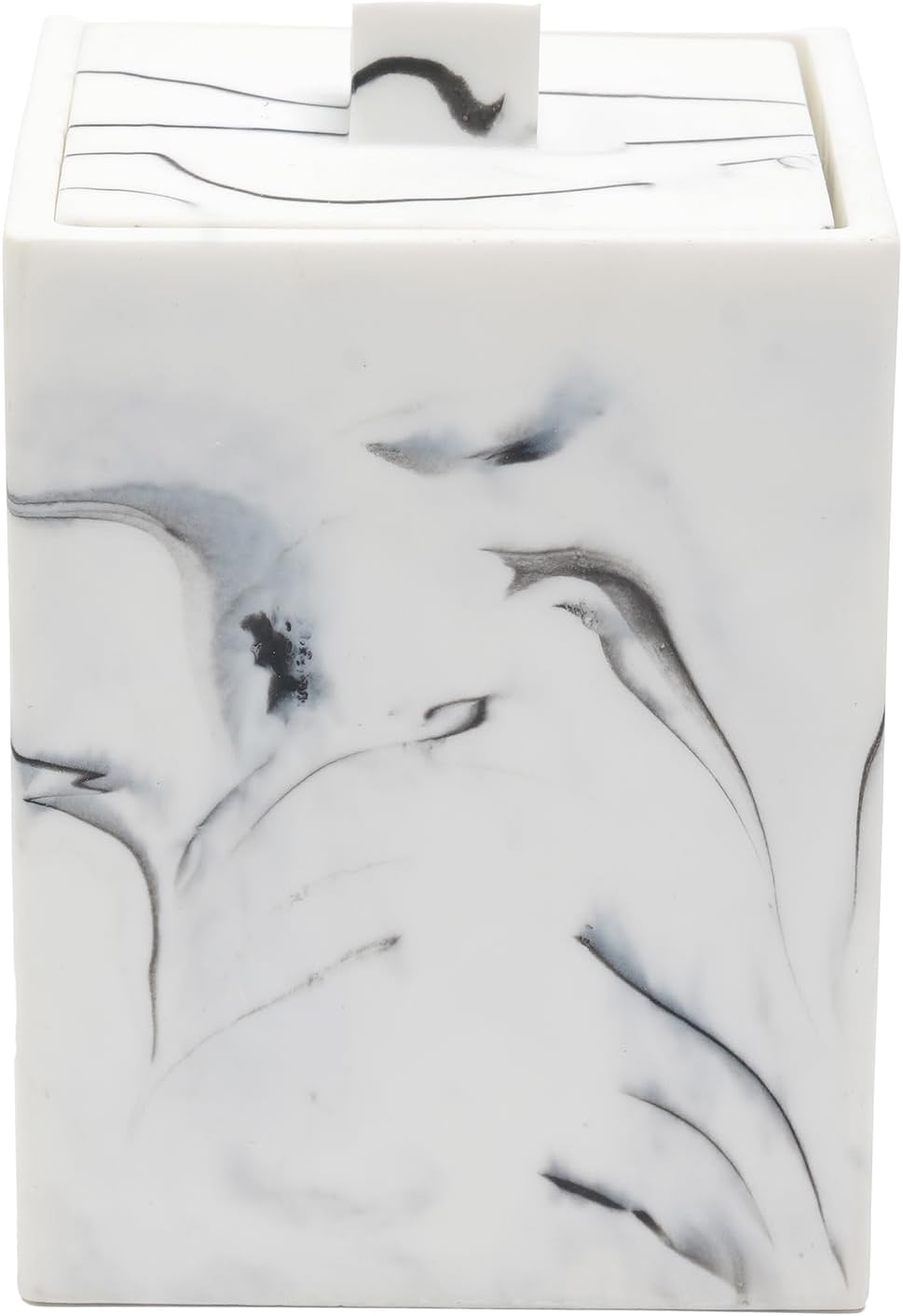 Qtip Holder with Lid, Bathroom Resin qtip holder dispenser , Cotton Swab Container jars, Cotton Ball Organizer for Floss Jewelry Necklace Ring Earring Storage jar Gift Case, Ink White