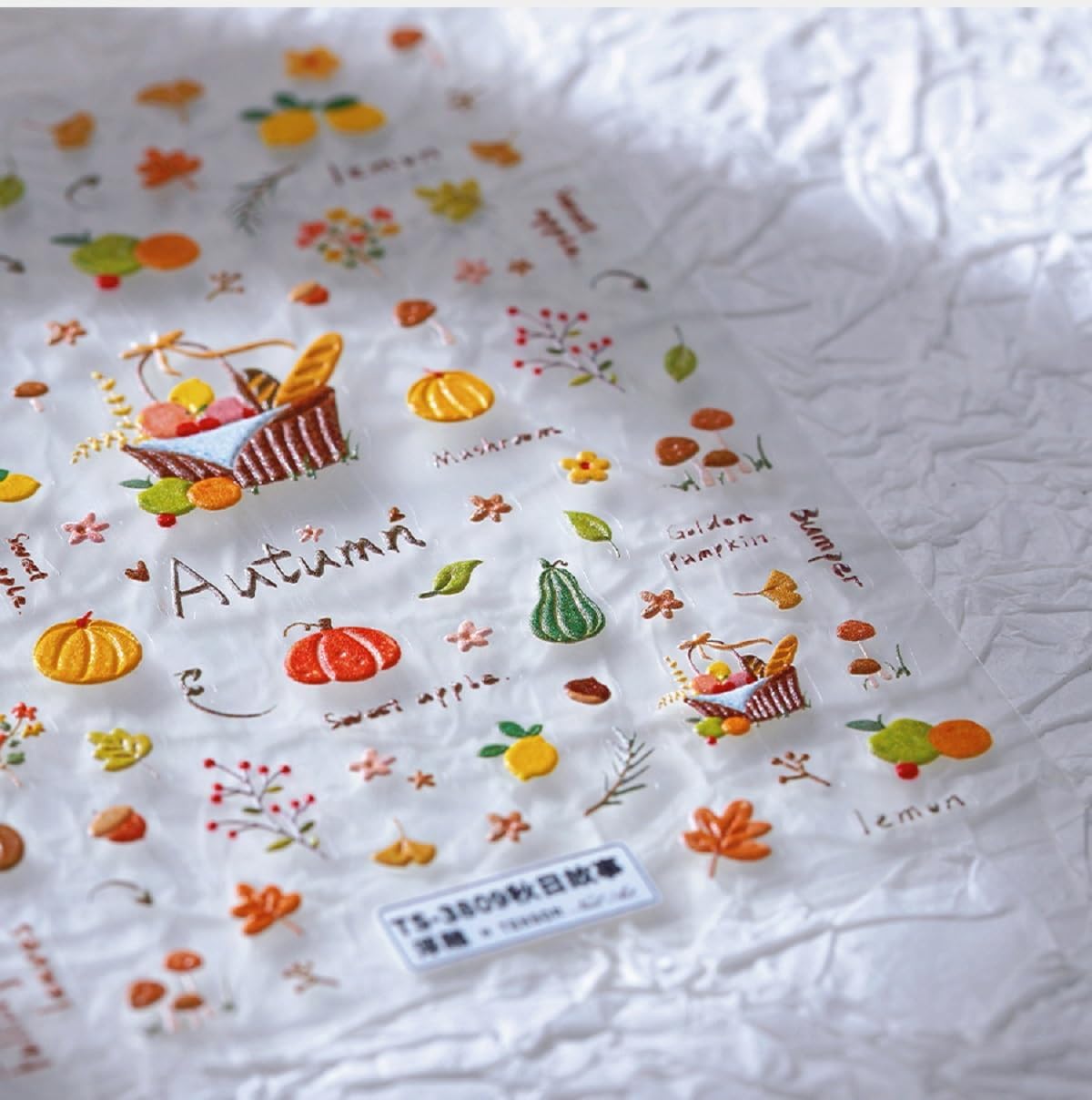 5D Embossed Nail Art Stickers Fall Nail Decals Pumpkin Nail Sticker Thanksgiving Day Art Decorations Nails Art Supplies Self-Adhesive Autumn Leaves Nails Stickers for Women Manicure