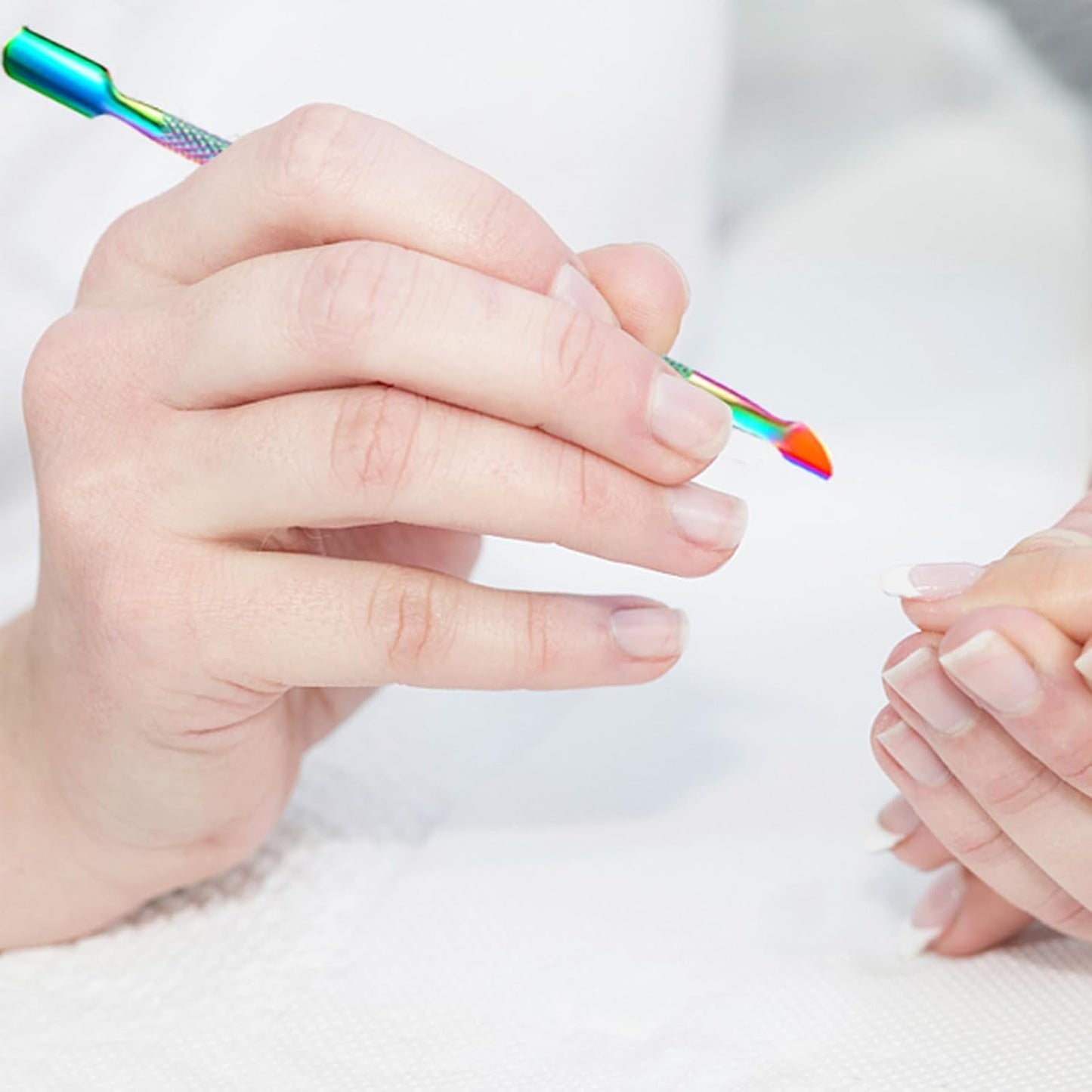 2PCS Cuticle Pusher and Cutter Remover, Xunxmas Salon Nail Scraper for Gel Polish, Stainless Steel Manicure and Pedicure Cleaner Tool for Fingernail and Toenail (Colorful)