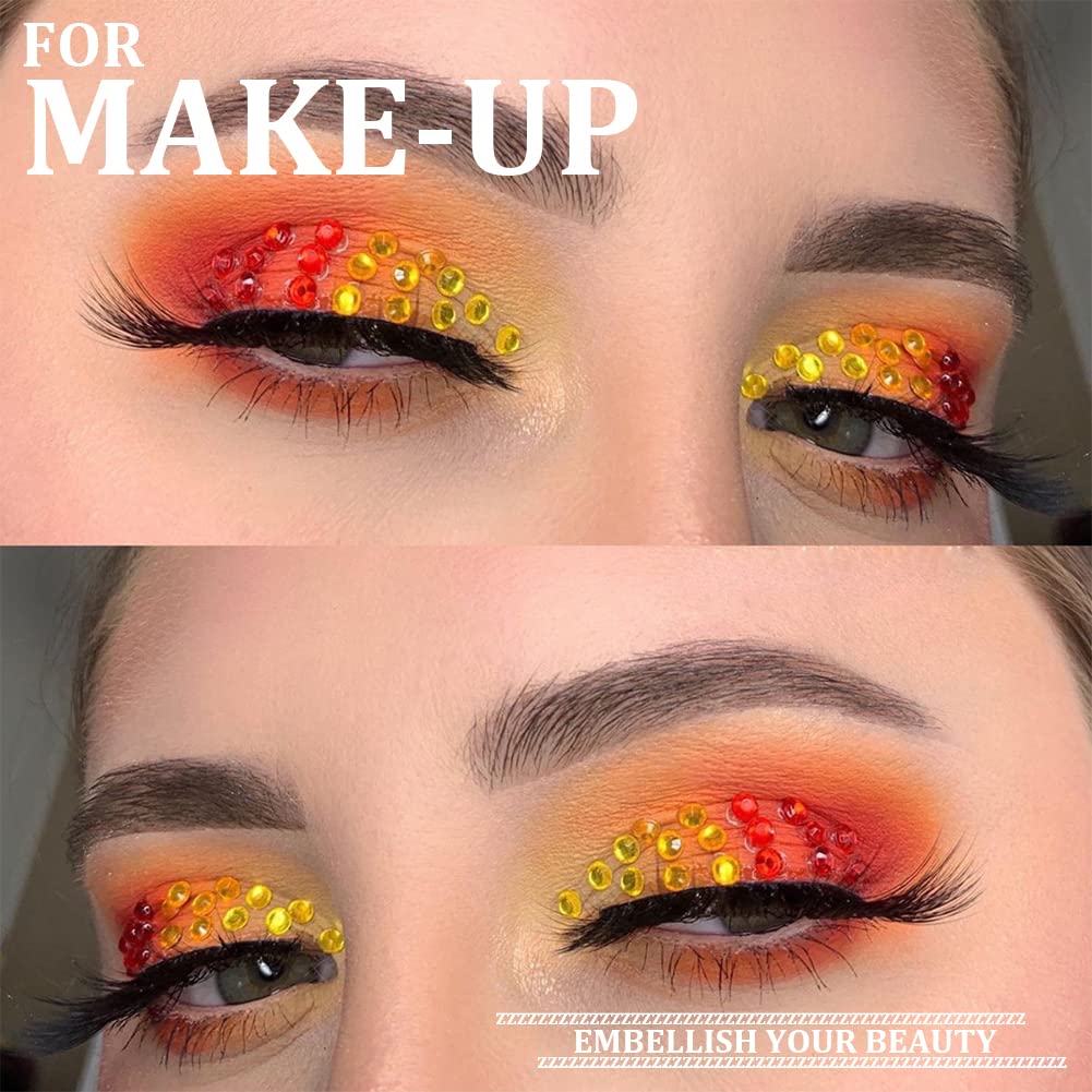 One Pack 2000 Pcs of Flatback Round Lemon Yellow Rhinestones 6 Sizes (1.5-6 mm) with Nail Art Rhinestone Picker Pencil and Tweezer for DIY and Salon Use