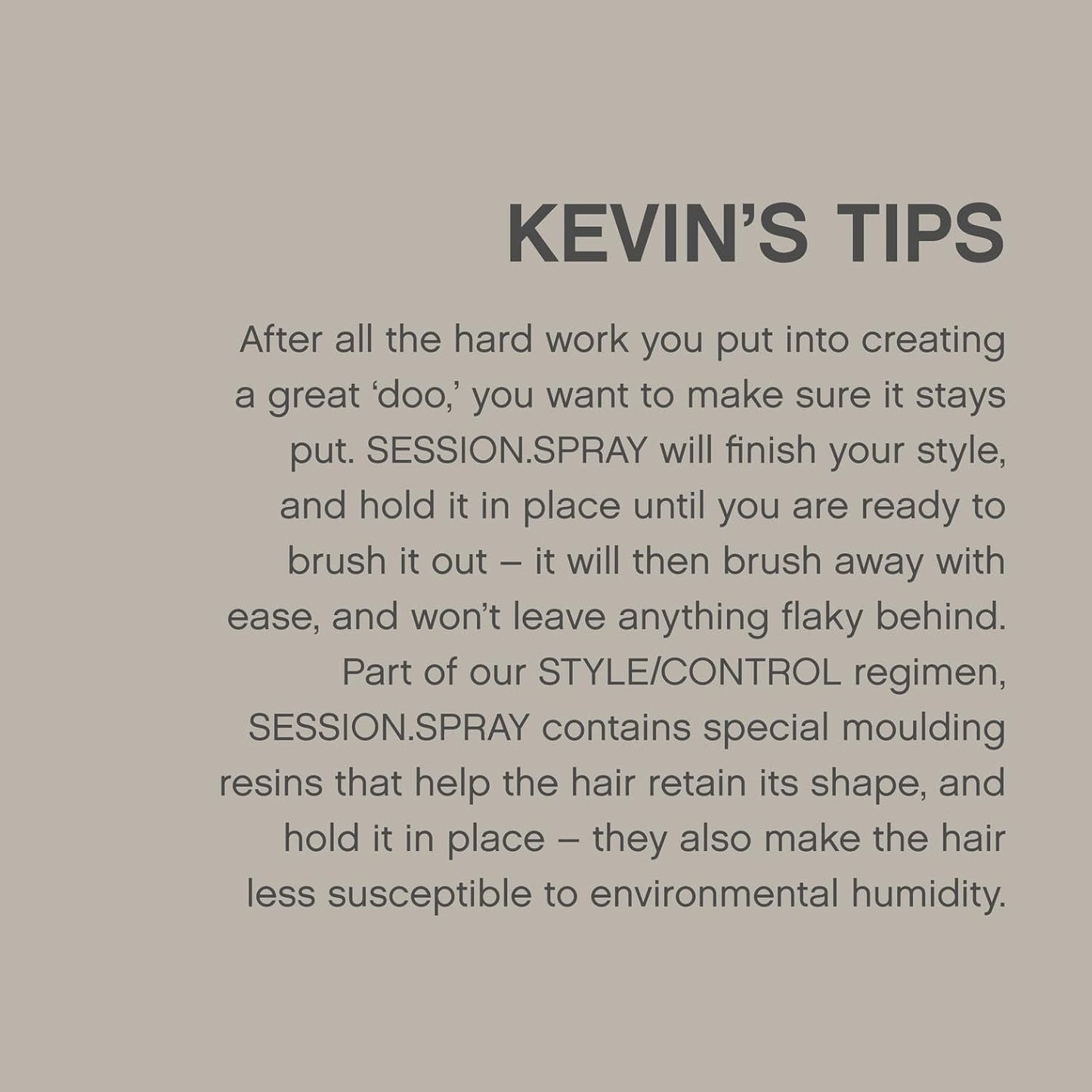 KEVIN.MURPHY SESSION.SPRAY - Strong Hold Finishing Hair Spray - For All Hair Types - Long Lasting Hold - Humidity Resistant Hair Care - 100 mL / 3.4 fl oz