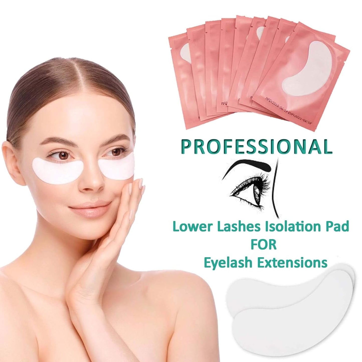 50 Pairs Under Eye Pads, Lint Free Lash Extension Eye Gel Patches for Beauty Salon False Eyelash Extensions Grafting, Hydrogel Eye Mask Beauty Makeup Tool