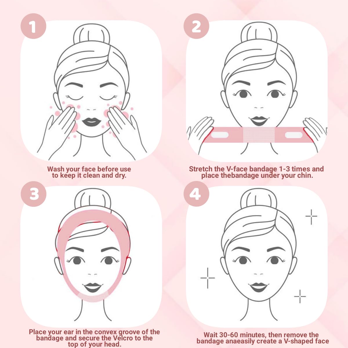 V Line Lifting Mask Chin strap for sleeping, V Line Lifting Mask for Women,Jaw Exerciser,Medium,Pink