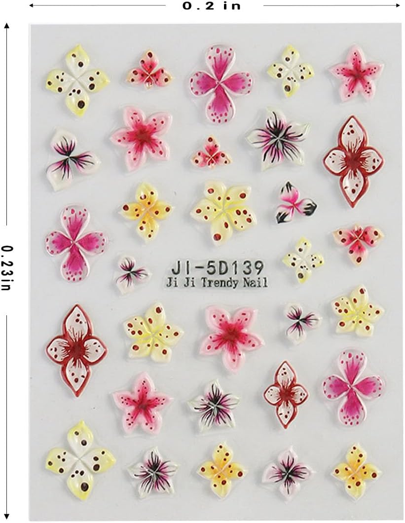 Stickers para Uñas Nail Stickers Self-Adhesive Sticker para Uñas Colorful 3D FlowerFloral Nail Stickers Art Design Accessories Hight Quality 4 Sheets