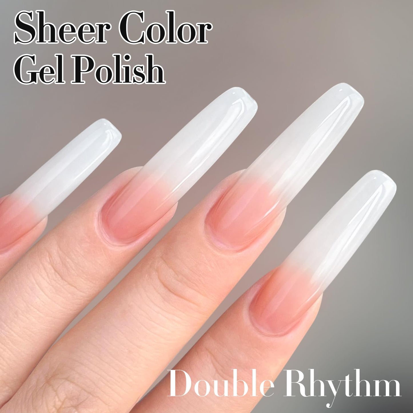 Double Rhythm Translucent Gel Polish Sheer Neutral Natural Light Milky Same Color Same Bottle 15ML Jelly Nail Polish Nail Art DIY at Home (Milky White-A1367)