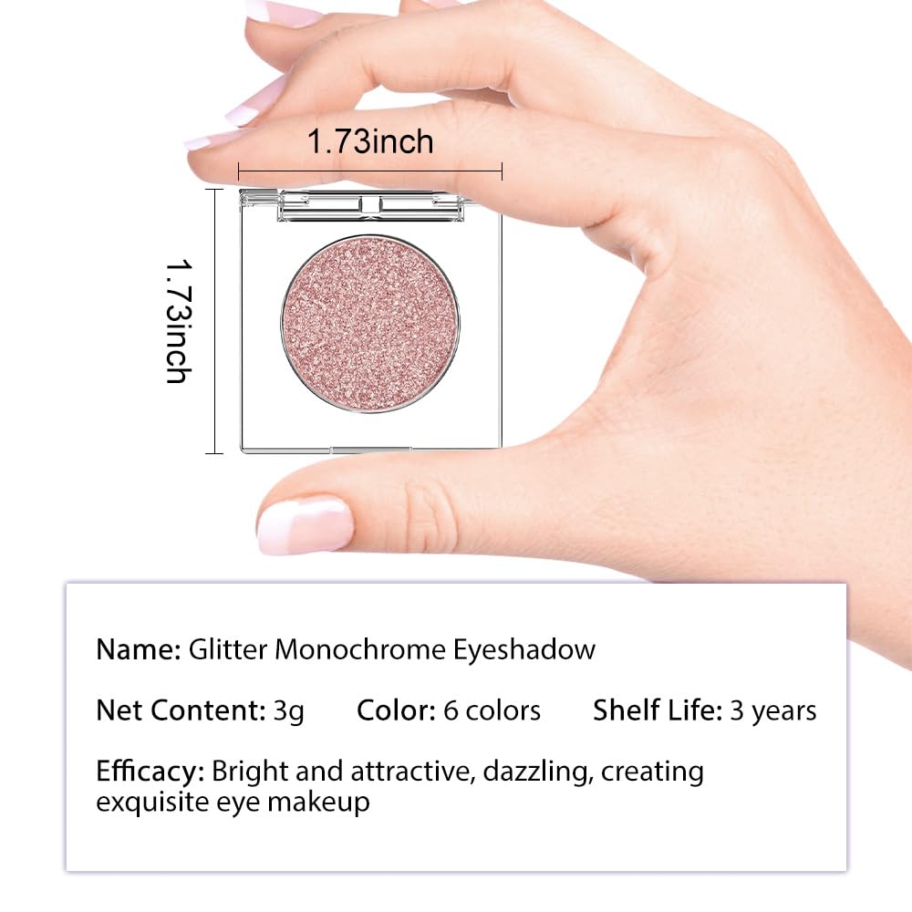 Champagne Pink Rose Monochrome Shimmer Eyeshadow Palette Makeup,Long Lasting Naturing-Looking Lightweight Glitter Single Eyeshadow,Neutral Powde Eye Shadow for Older Women