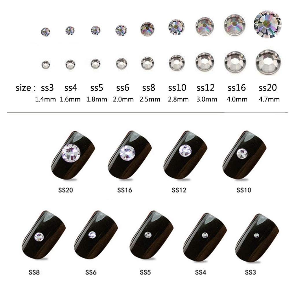 Rhinestones flat back gems round DIY decorative Nail Face and apparel accessories ss3-20 mix size(4320pcs blue moonlight)