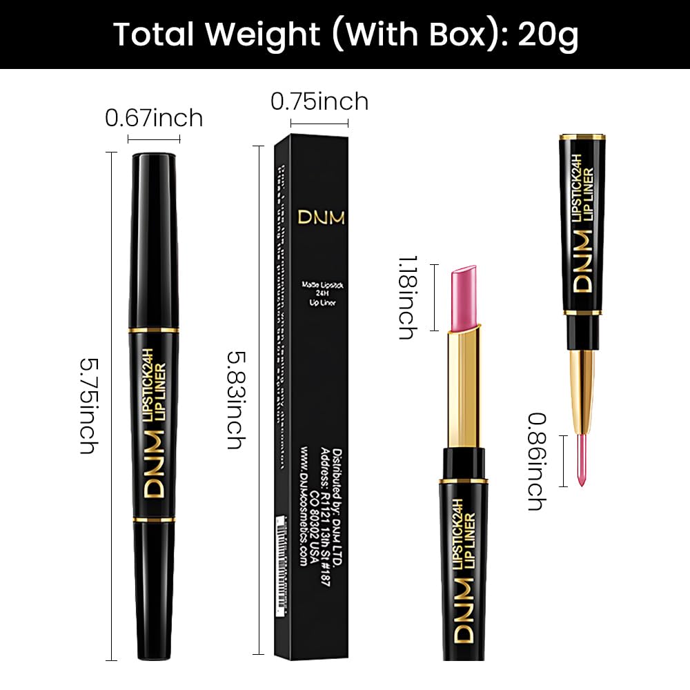 Kaely 2-in-1 Rose Pink Metallic Shine Shimmer Lip Liner & Lipstick Combo Set Kit for Women, Lightweight Hydrating Formula High Impact Full Coverage Lipstick and Lip Liner Makeup Stains Gloss 21