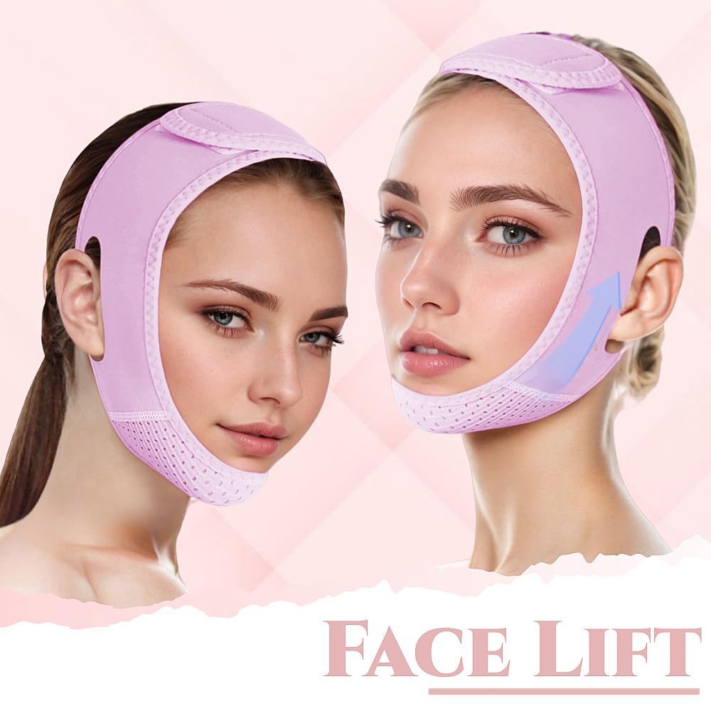 V Line Lifting Mask Chin strap for sleeping, V Line Lifting Mask for Women,Jaw Exerciser,Medium,Purple