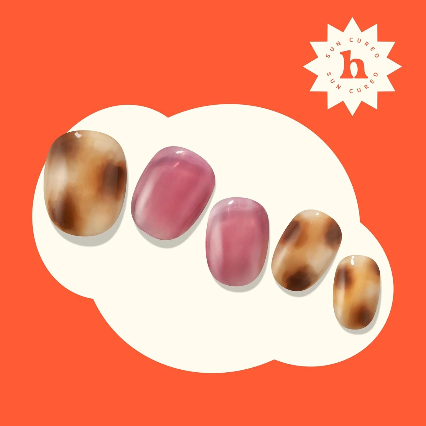 Semi Cured Gel Nail Strips | No LED Lamp Needed | Summer, Marble, Red | Easy Apply & Remove, Salon Quality | Includes 28 Strips, 1 Prep Pads, Nail File & Wooden Stick - Hey, She Ate