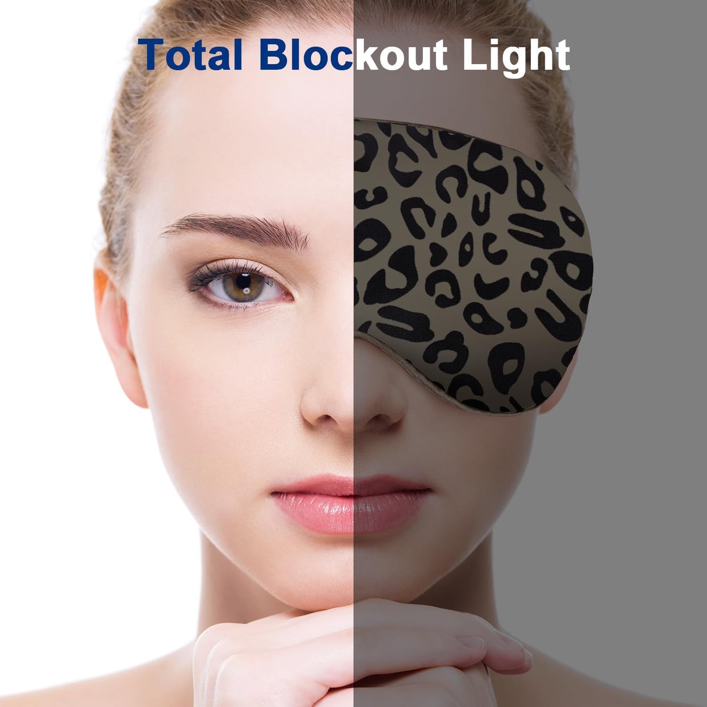 Sleep mask w/Cooling Gel Eye Mask, 2Packs Heated Eye Mask for Sleeping, Reusable Ice Silk Blackout Eye Cover Sleeping Mask for Travel, Home, Office, Yoga, Stocking Stuffers (Zebra+Leopard)