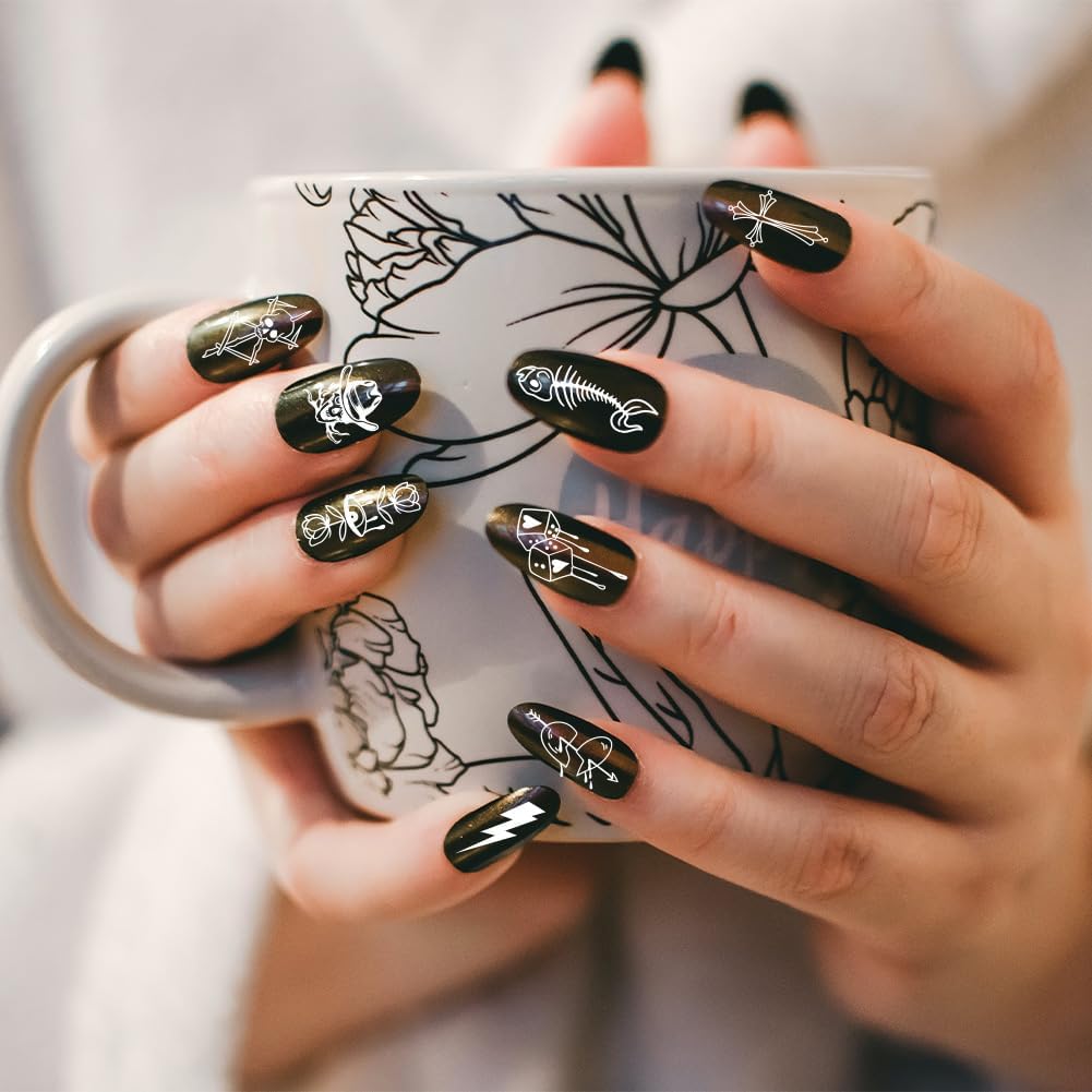PH PandaHall 5pcs Punk Style Nail Stamper, Skull Spider Nail Stamping Plate Nail Art Stencils Print Nail Stencils Stainless Steel Nail Image Plates for Christmas Nail Art Design Print Manicure Salon