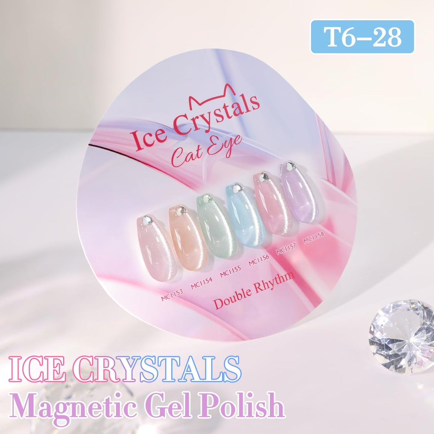 Double Rhythm 0.5 Oz Cat Eye Gel Polish with Magnet Same Color Same Bottle Holographic Glitter Shimmer Translucent Color Salon 15 ML Magnetic Nail Art (Light Blue-MC1156)
