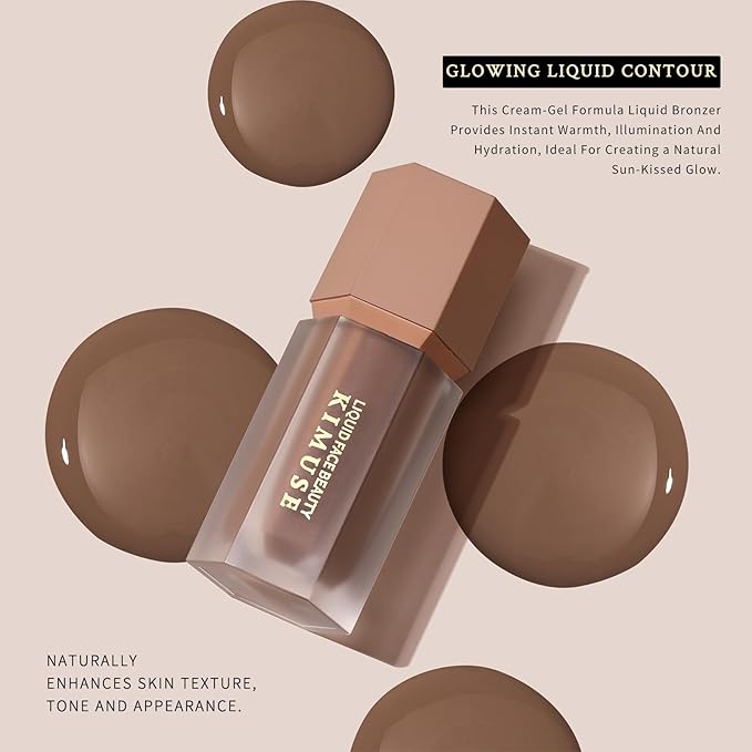 KIMUSE Soft Liquid Contour Stick, Glow Liquid Cream Bronzer, Weightless, Long-Wearing, Smudge Proof, Natural-Looking, Blendable, Bronzer Makeup