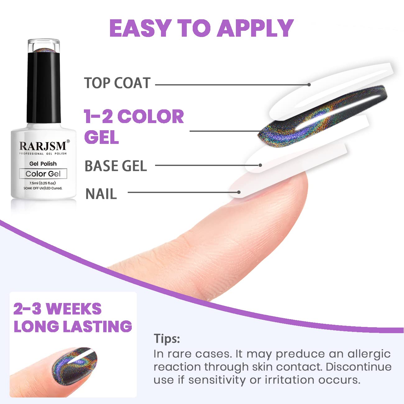 RARJSM Cat Eye Gel Nail Polish, Galaxy Chameleon Magnetic Gelpolish Black Holographic Glitter Gel Soak Off UV LED DIY Manicure Art for Salon Designs and Home DIY 7.5ML/0.26fl oz