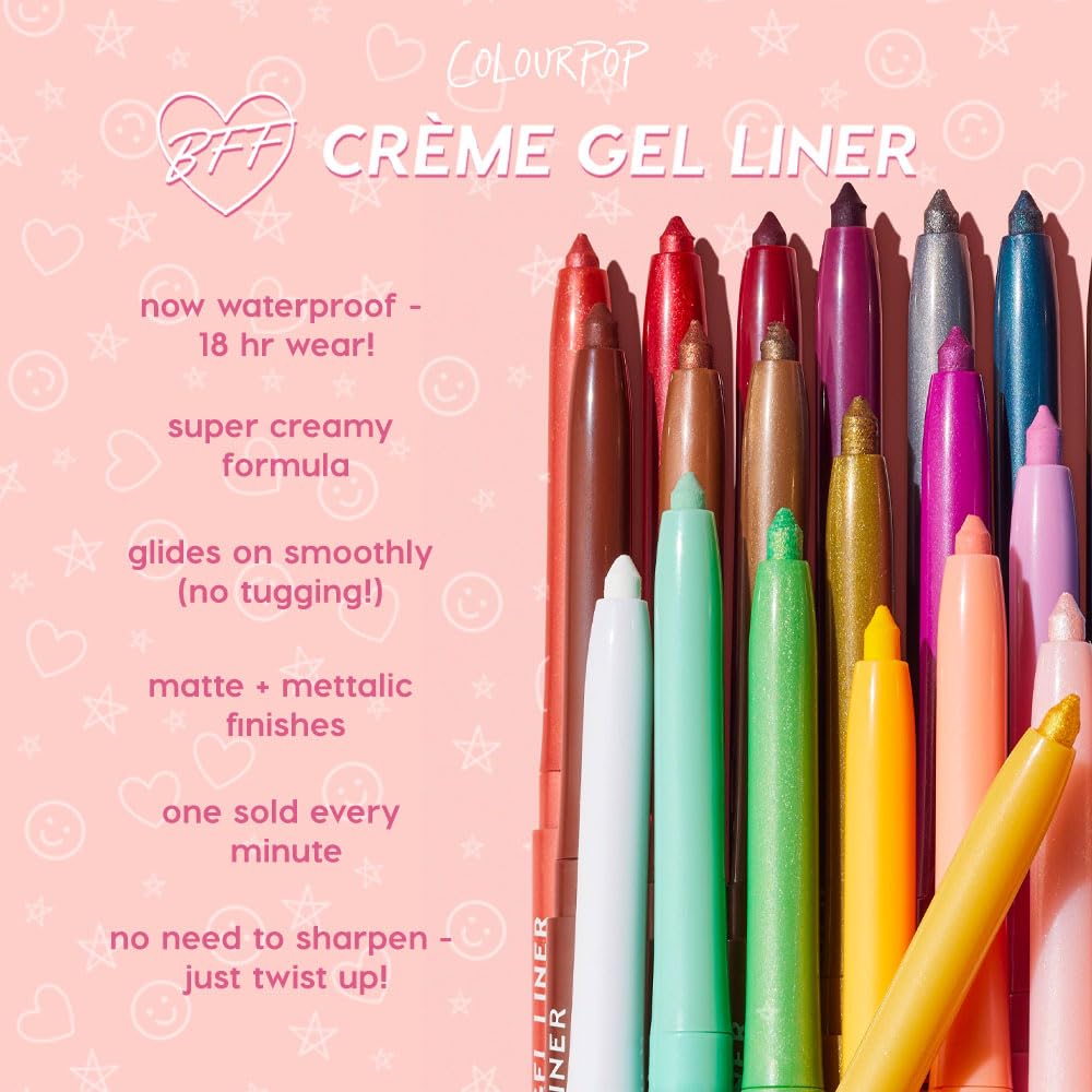 ColourPop Crème Gel Waterproof Eyeliner - 18HR Wear, Ultra-Pigmented Eyeliner Pencil with Matte & Metallic Finishes - Smudge-Proof, Vegan & Cruelty-Free - Exit (0.01 oz)