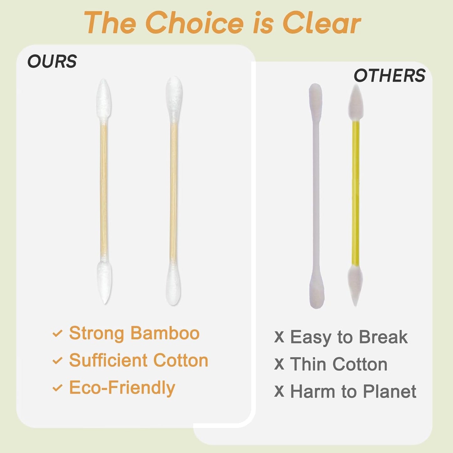 Bamboo Cotton Swabs 1000 Counts in Storage Box, Organic Cotton Buds with Durable Bamboo Sticks, Biodegradable Swabs for Makeup, Ear Care, Cleaning, Pet Grooming, Crafts(Pointed+Round Tips)