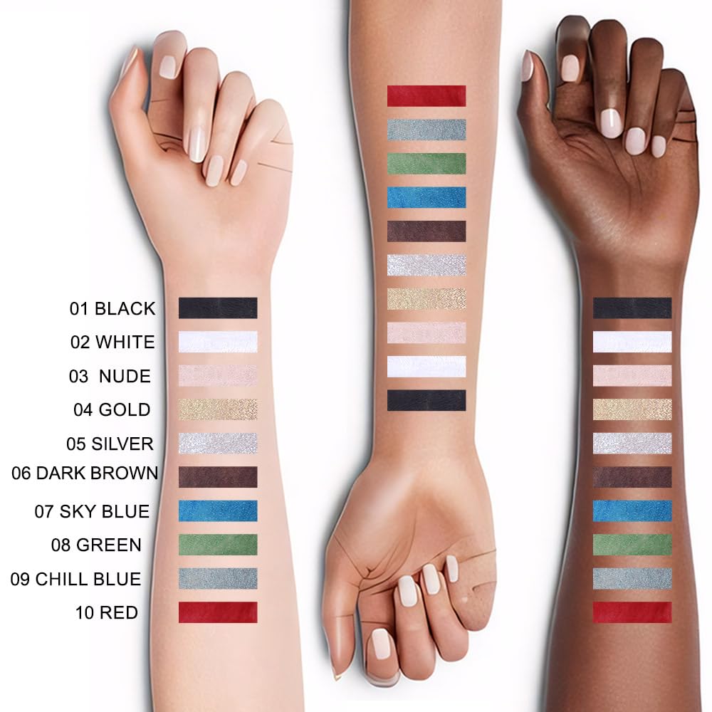 evpct 1Pcs Gold Color Gel Glitter Eyeliner Pencils Set for Women Waterline Waterproof Smudge Proof lapiz de ojos delineador de ojos contra el agua Eye Liner Makeup,04# Gold