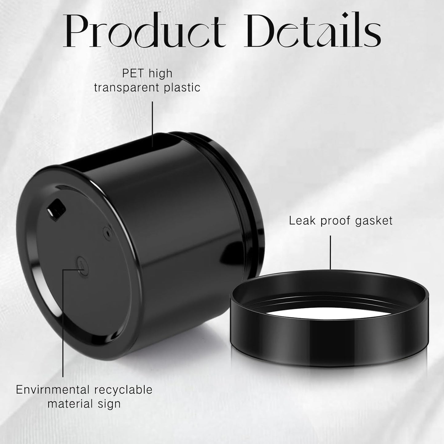 SATINIOR 24 Pieces Empty Clear Plastic Jars with Lids Round Storage Containers Wide Mouth for Beauty Product Cosmetic Cream Lotion Liquid Butter Craft and Food(Black,6 oz)