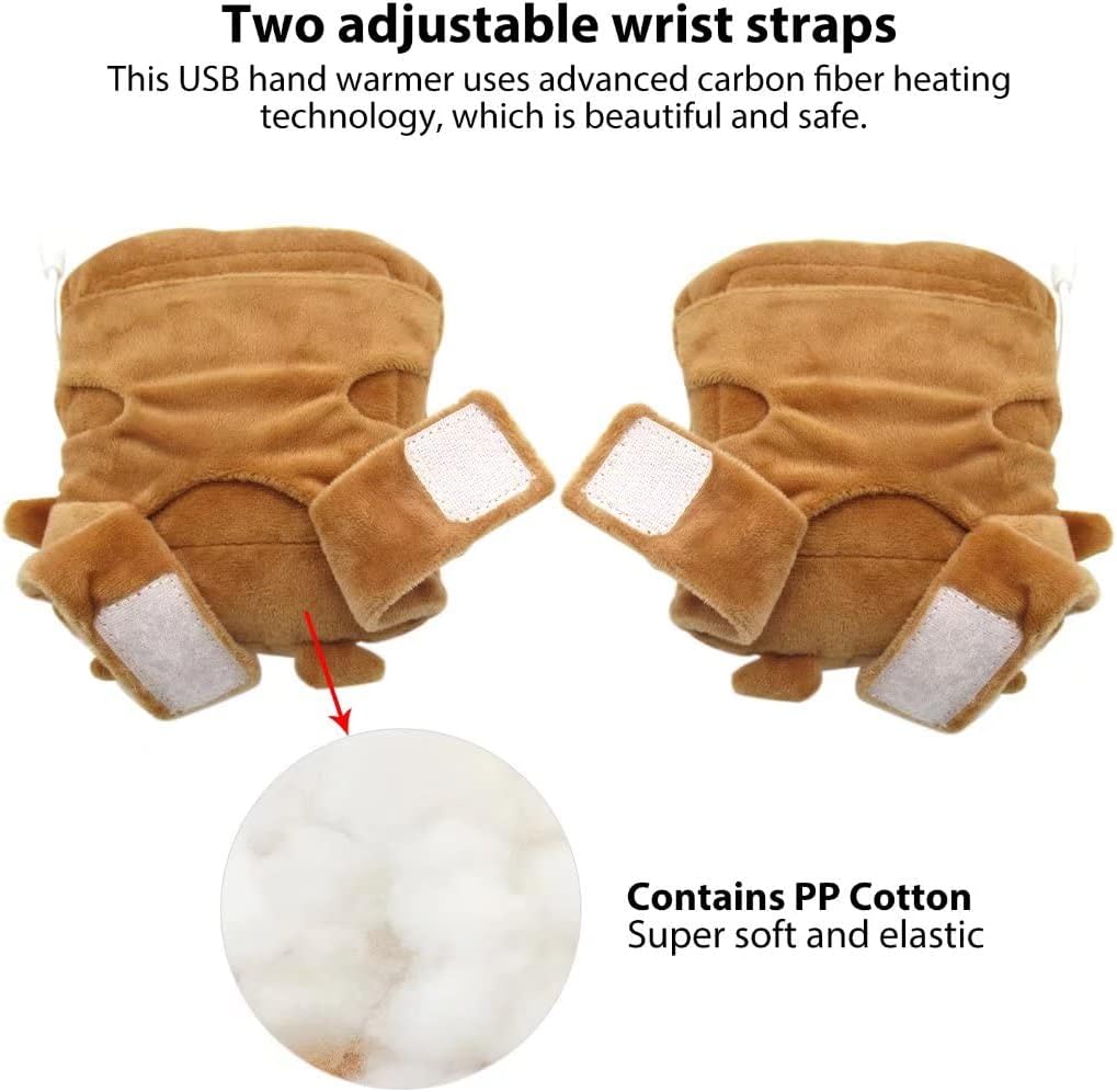 USonline911 USB Hand Warmer Heated Gloves Cute USB Heated Gloves, Half Wearable 5V USB Powered Toast Fingerless Hand Warmer