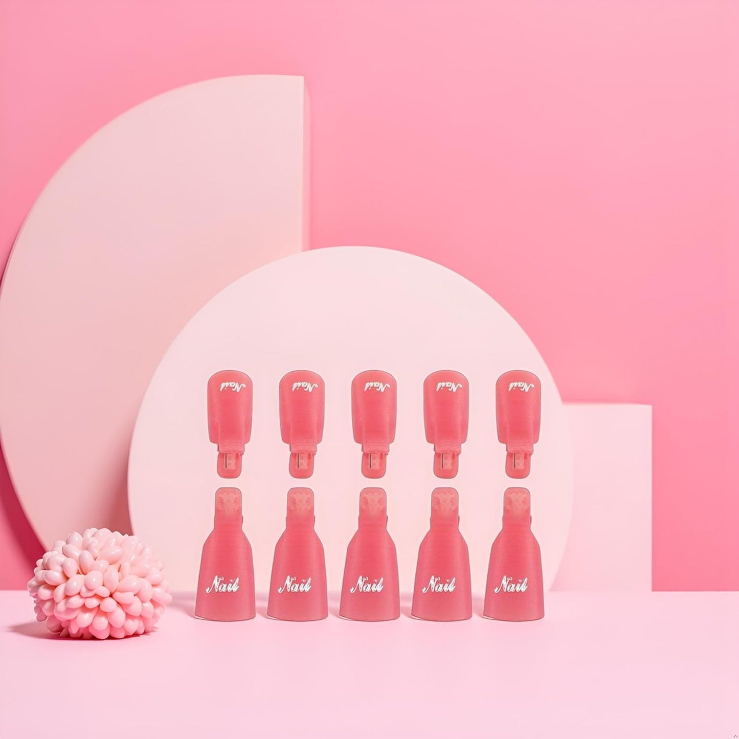 10 Pcs Pink Plastic Acrylic Nail Art Soak Off Cap Clip UV Gel Polish Remover Wrap Tool Gel Nail Polish Remover Clips for Fingernail Removal Soak Off Clips Wrap Cleaner Cap Clip Nail Polish Removers