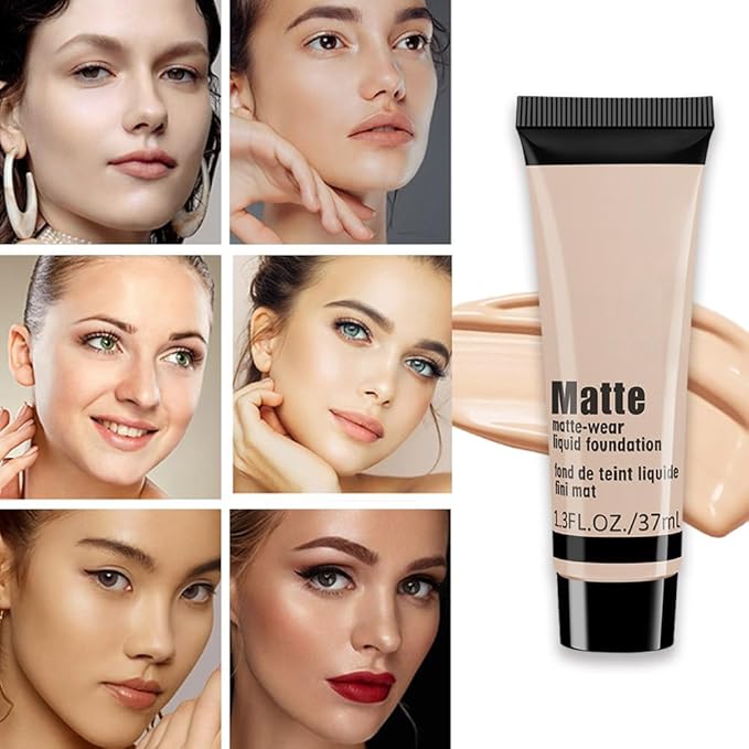 1 Pack Matte Oil Free Concealer Foundation Cream,Professional Make-up Base Facial Matte Full Coverage Liquid Concealer Hide Foundation Primer Makeup Repair Kit.(BEIGE 5#)