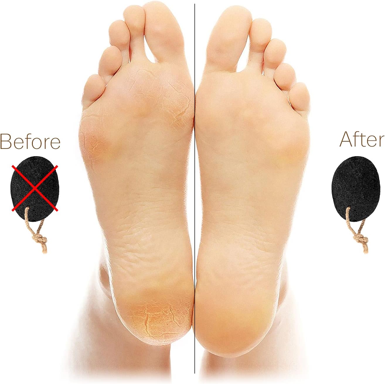 Pumice Stones for Feet - Natural Earth Lava Black Pack of 2 - Callus/Corn Remover for Feet Heels and Palm - Pedicure Exfoliation Tool - Dry Dead Skin Scrubber - Health Foot Care