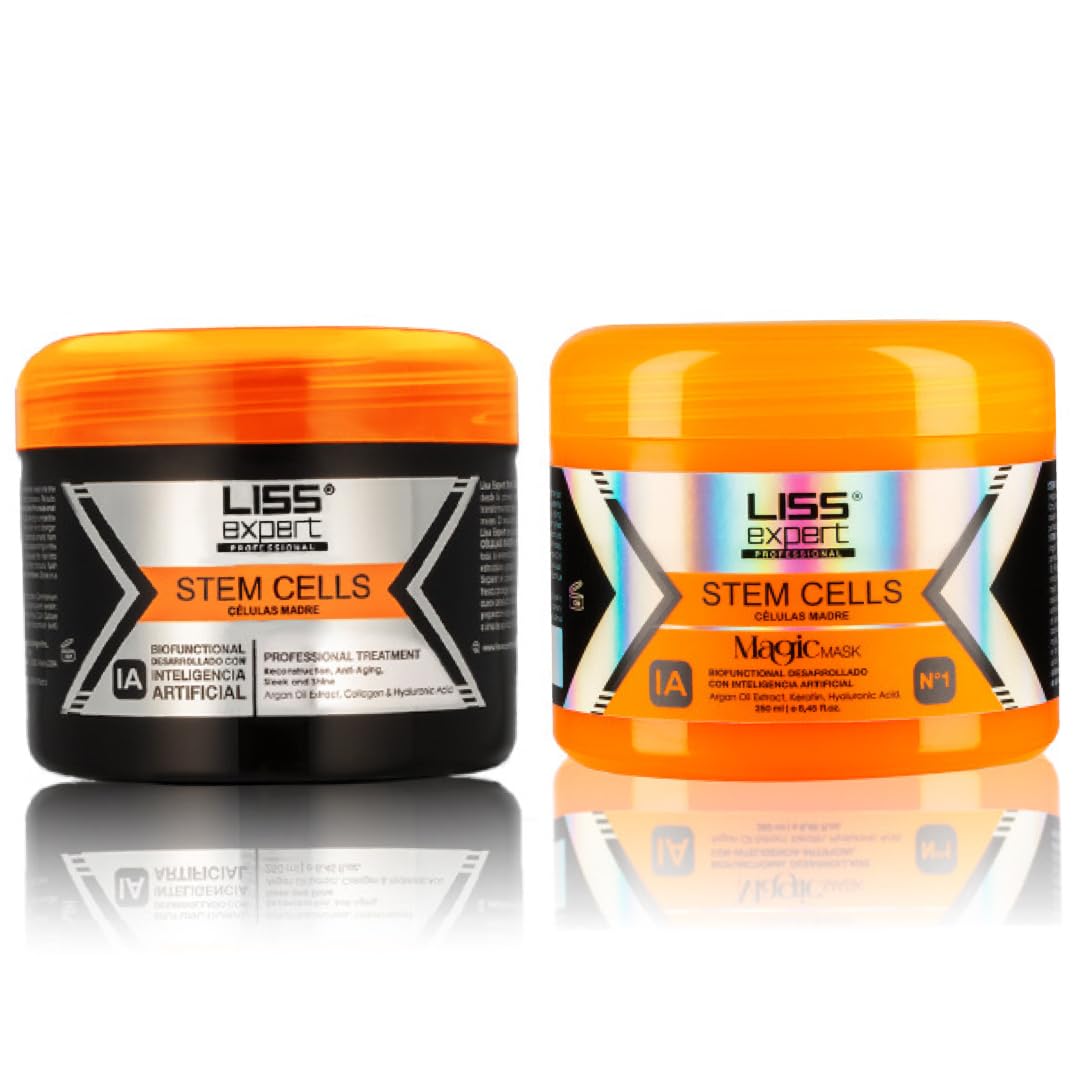 Liss Expert Stem Cells Smoothing Treatment 8.45 oz (ONE shoulder length app) and Magic AI Mask, 8.45 oz Set Hyaluronic Acid, Collagen, Argan Oil, Keratin and Stem Cells for after care SET (1, 8.45)