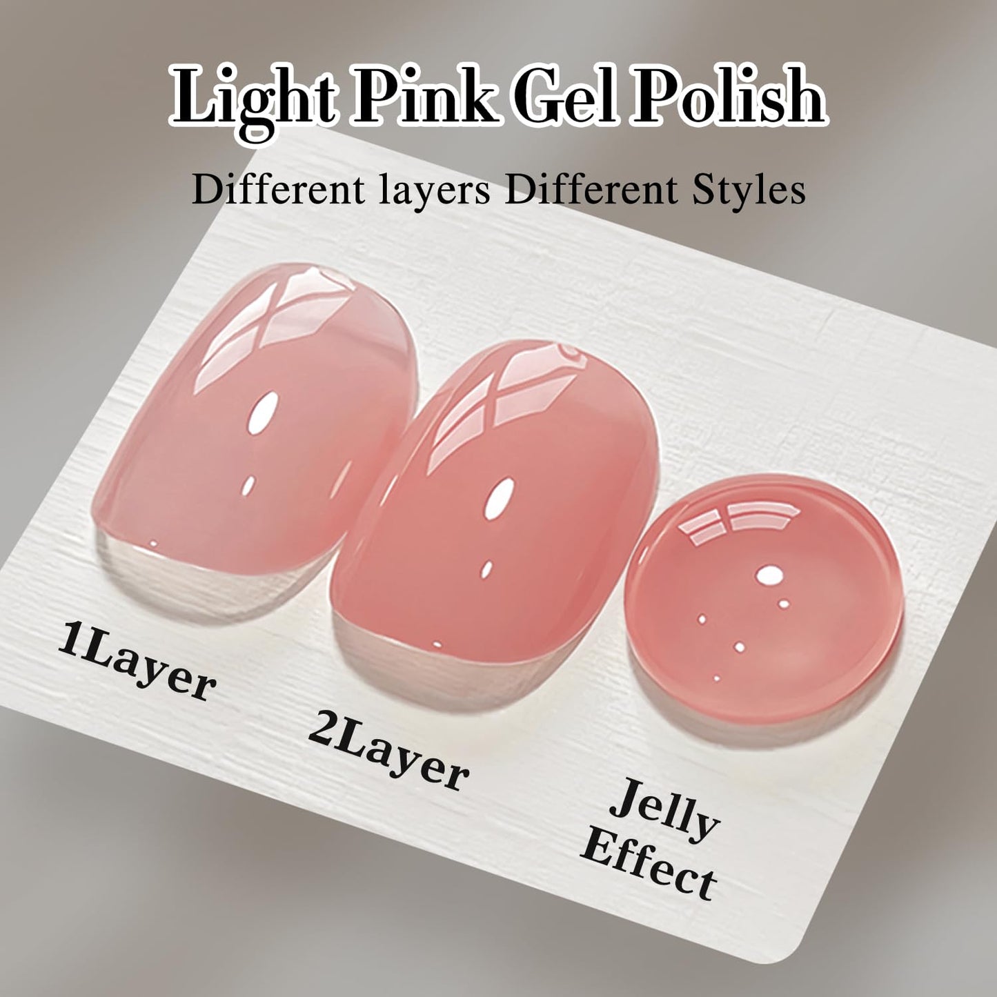 Double Rhythm 0.50 OZ Translucent Gel Polish Same Color Same Bottle Sheer Pastel Neutral Natural Milky 15 ML Jelly UV Nail Art DIY at Home (Light Pink-A1494)