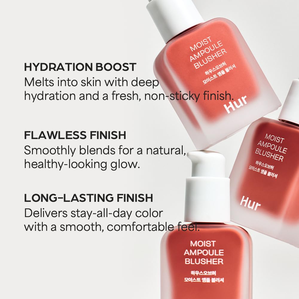 Moist Ampoule Blusher with 50% Moisture Essence | Hydrating & Long-Lasting Blush | 0.68fl.oz (9 Shades) (Nude Beige)