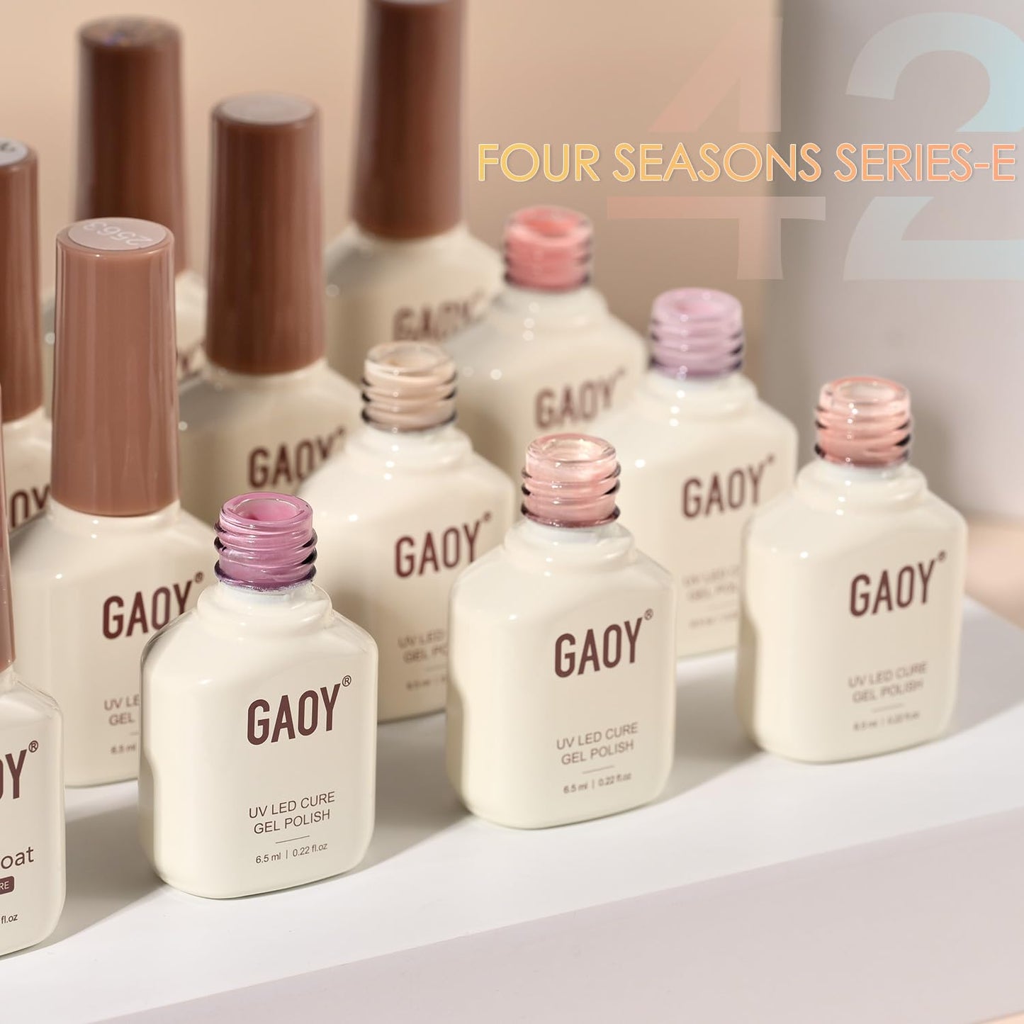 GAOY 42 Pcs Gel Nail Polish Kit, Black White Jelly Nude Pearl Glitter Colors All Seasons Gel Nail Polish Set with Glossy & Matte Top Coat and Base Coat for Salon and DIY Manicure at Home