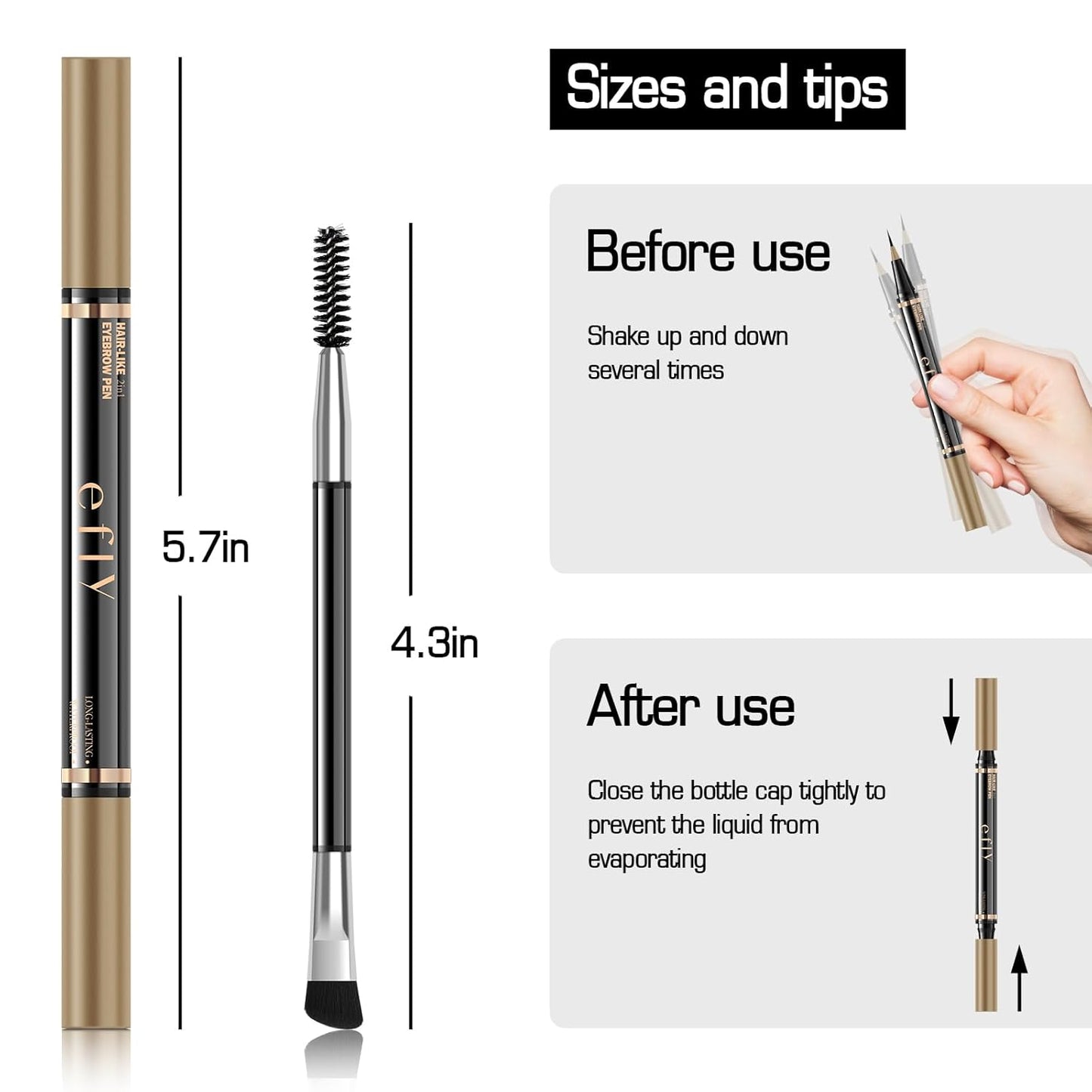 Eyebrow Pencils for Women, Microblading Eyebrow Pen Magical 2-in-1 Dual-Ended Brow Pen with 3D & Precise Brush-Tip Create Natural Hair-Like Brows, Last All-Day(Soft Brown)