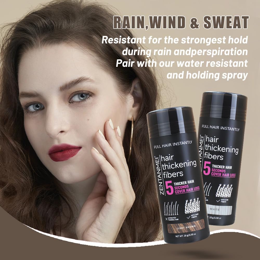 Hair Fibers for Thinning Hair for Women All-Natural Hair Building Fibers 0.98 Oz Hair Volume Powder Bald Spot Cover Up for Men & Women (Light Brown)