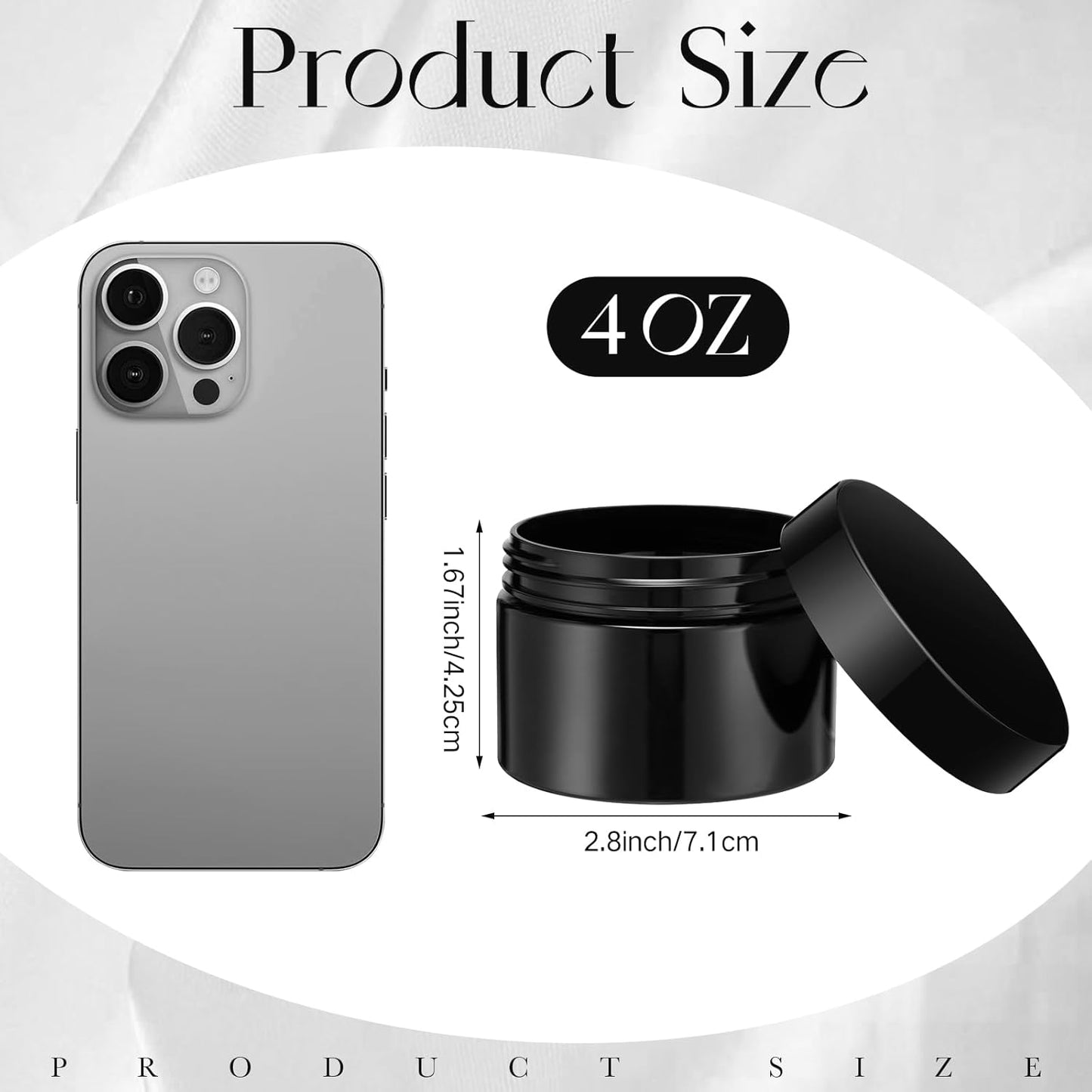 SATINIOR 24 Pieces Empty Clear Plastic Jars with Lids Round Storage Containers Wide Mouth for Beauty Product Cosmetic Cream Lotion Liquid Butter Craft and Food(Black,4 oz)