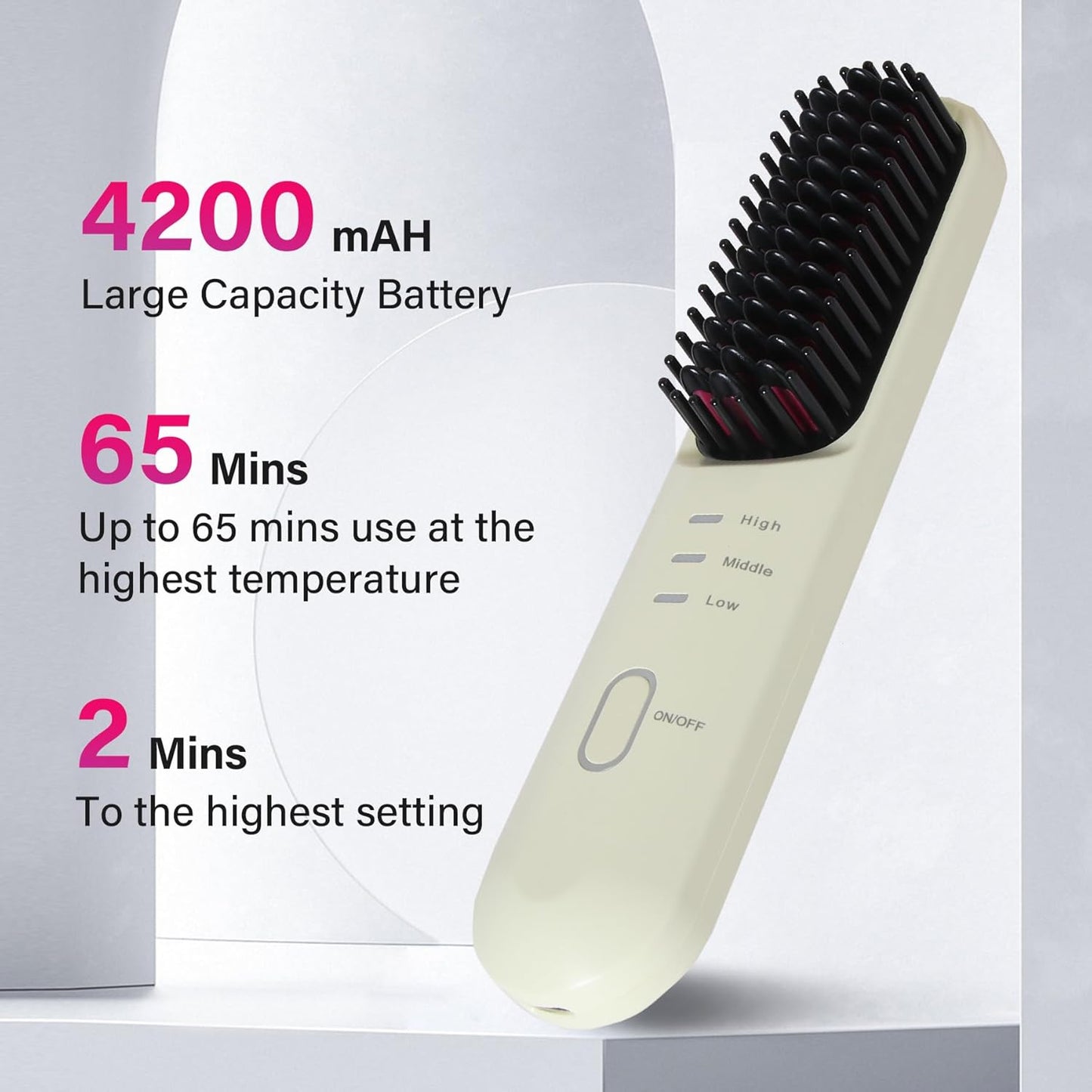 Cordless Hot Hair Brush Straightener Heat Pressing Combs Ceramic Electric Straightening Comb, Anti Burn for Natural Black Hair Beard Wigs Holiday Gifts - Purple (2600mA)