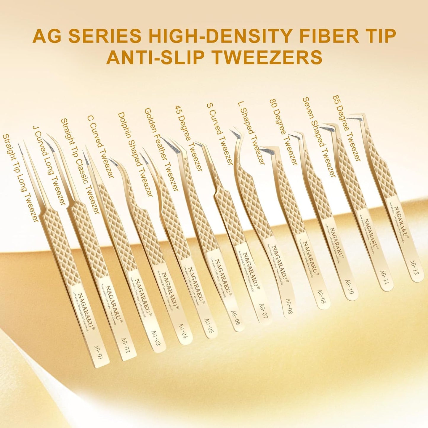 NAGARAKU Eyelash Tweezers, 1 Pair Precision Micro Fiber Tip Tweezer for Lash Extensions Volume Tweezers Antistatic Curved Tip Stainless Steel with Box -Dolphin & Seven Shaped Tweezers AG-05 & AG-011