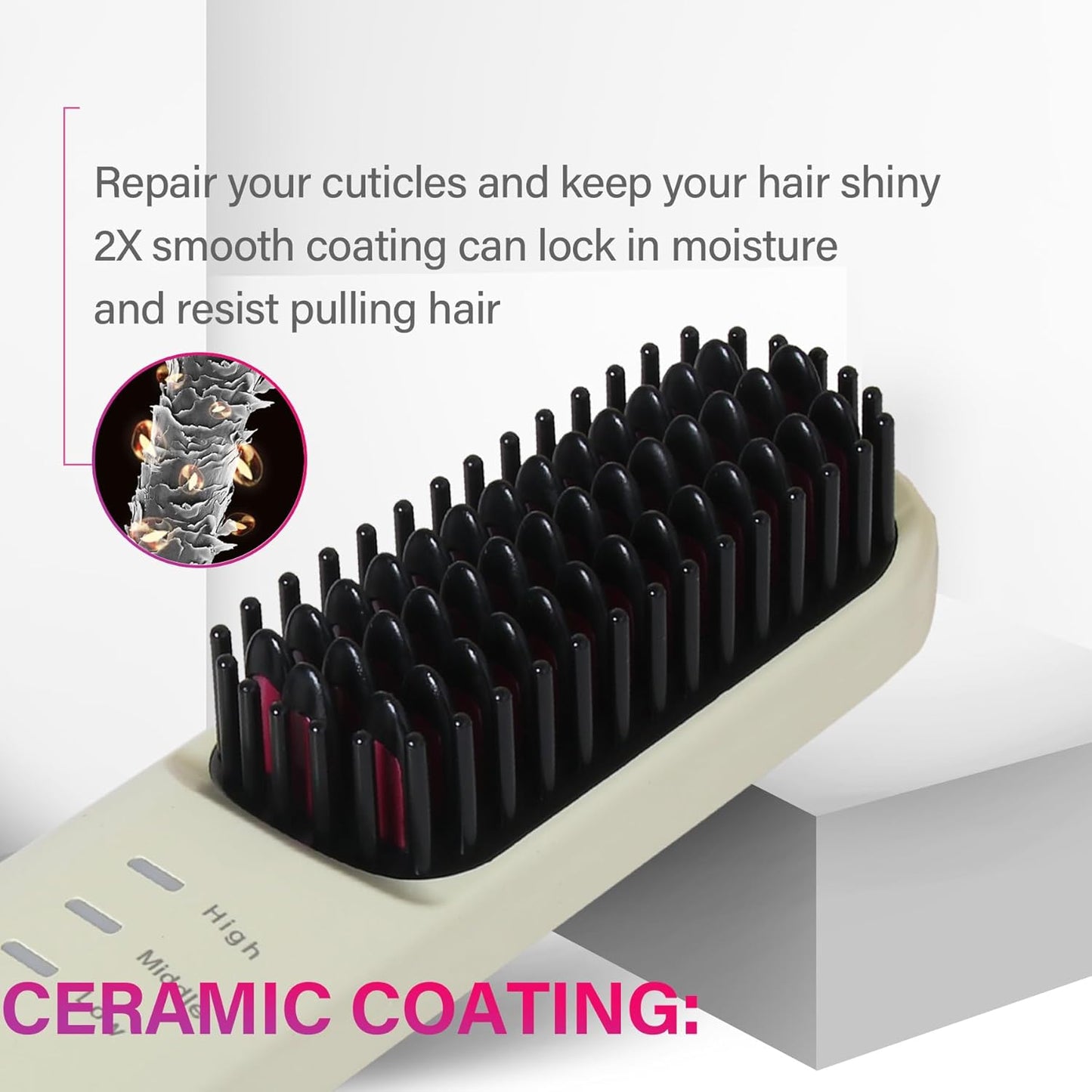 Cordless Hot Hair Brush Straightener Heat Pressing Combs Ceramic Electric Straightening Comb, Anti Burn for Natural Black Hair Beard Wigs Holiday Gifts - Purple (2600mA)