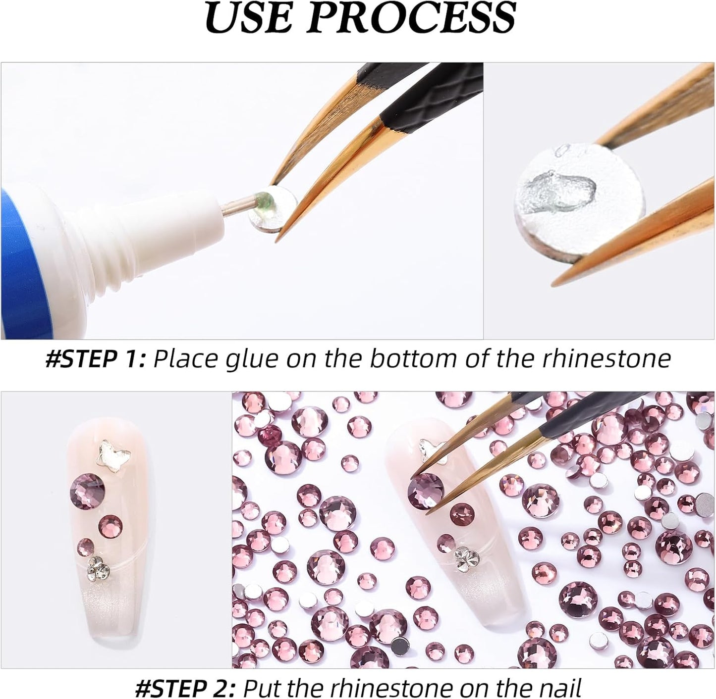 Light Amethyst Flatback Rhinestones, Glass Rhinestones for Nail Art and Craft, Glue Fix, Loose Crystal Gemstones(Lt.Amethyst, SS20, 2880pcs, 4.6-4.8mm)