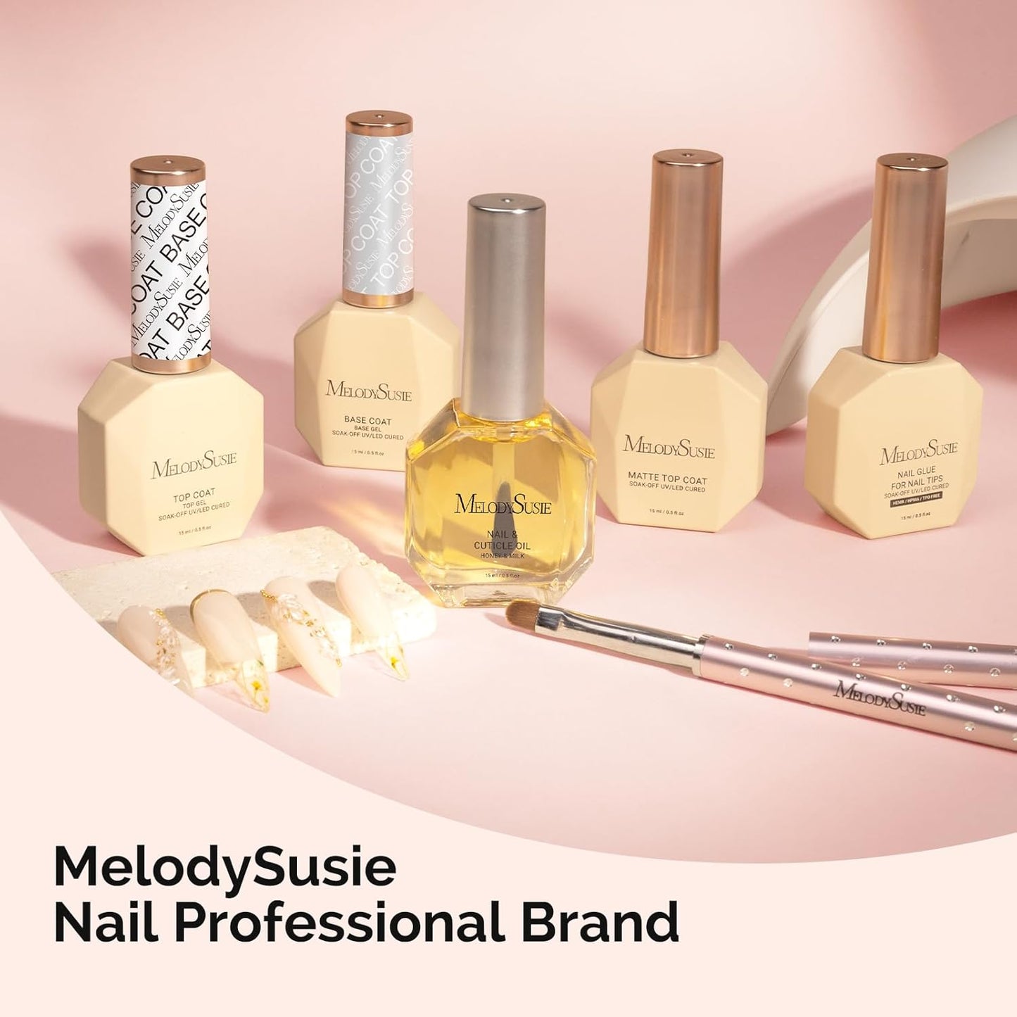 MelodySusie Top Coat No Wipe Glossy Long Lasting Shine Finish Soak Off UV LED Nail Lamp Nail Polish Art Design Manicure Kit Perfect Gifts for Women Girls 1 Pcs 15ml Clear