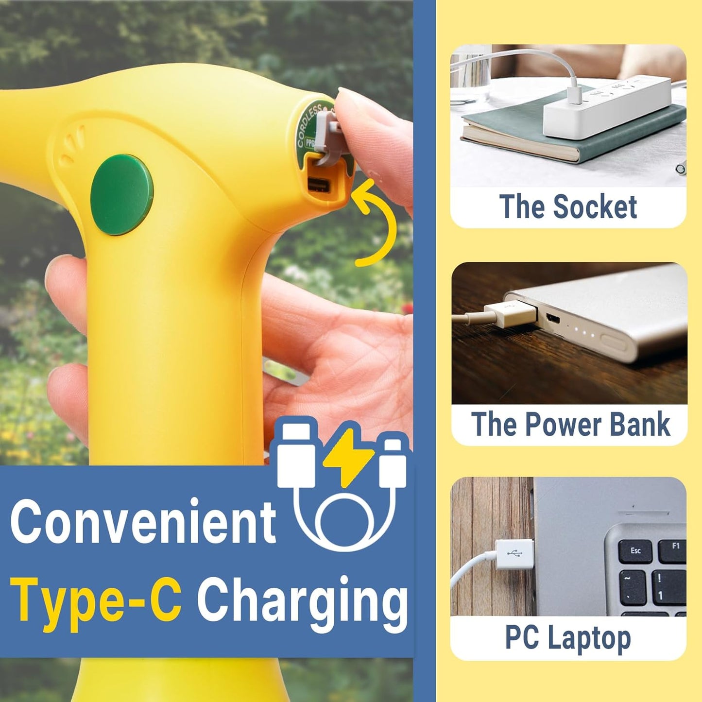 T TOVIA: Garden Sprayer 1 Liter Battery Spray Bottle Powered Electric, Rechargeable, Portable Garden , Plant Mister Spray Bottle , Outdoor and Indoor Plants,Cleans and Gardens, Handheld Powered