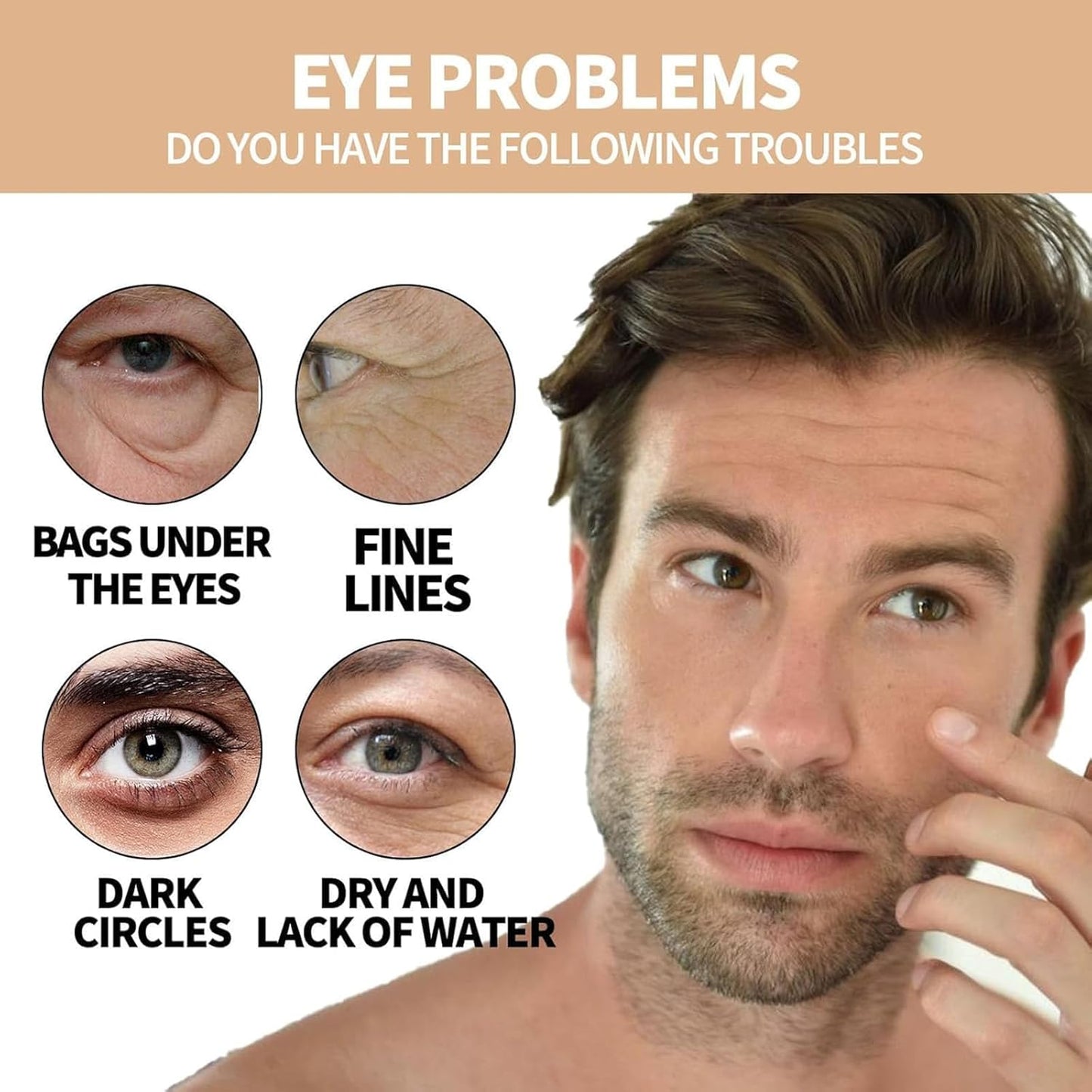 Eye Repair Stick for Men, Under Eye Roller for Eyes Bags and Dark Circles, Cooling Stick Hydrates and Depuffing, Gentle, Natural Formula (3pcs, 0.35 fl.oz)