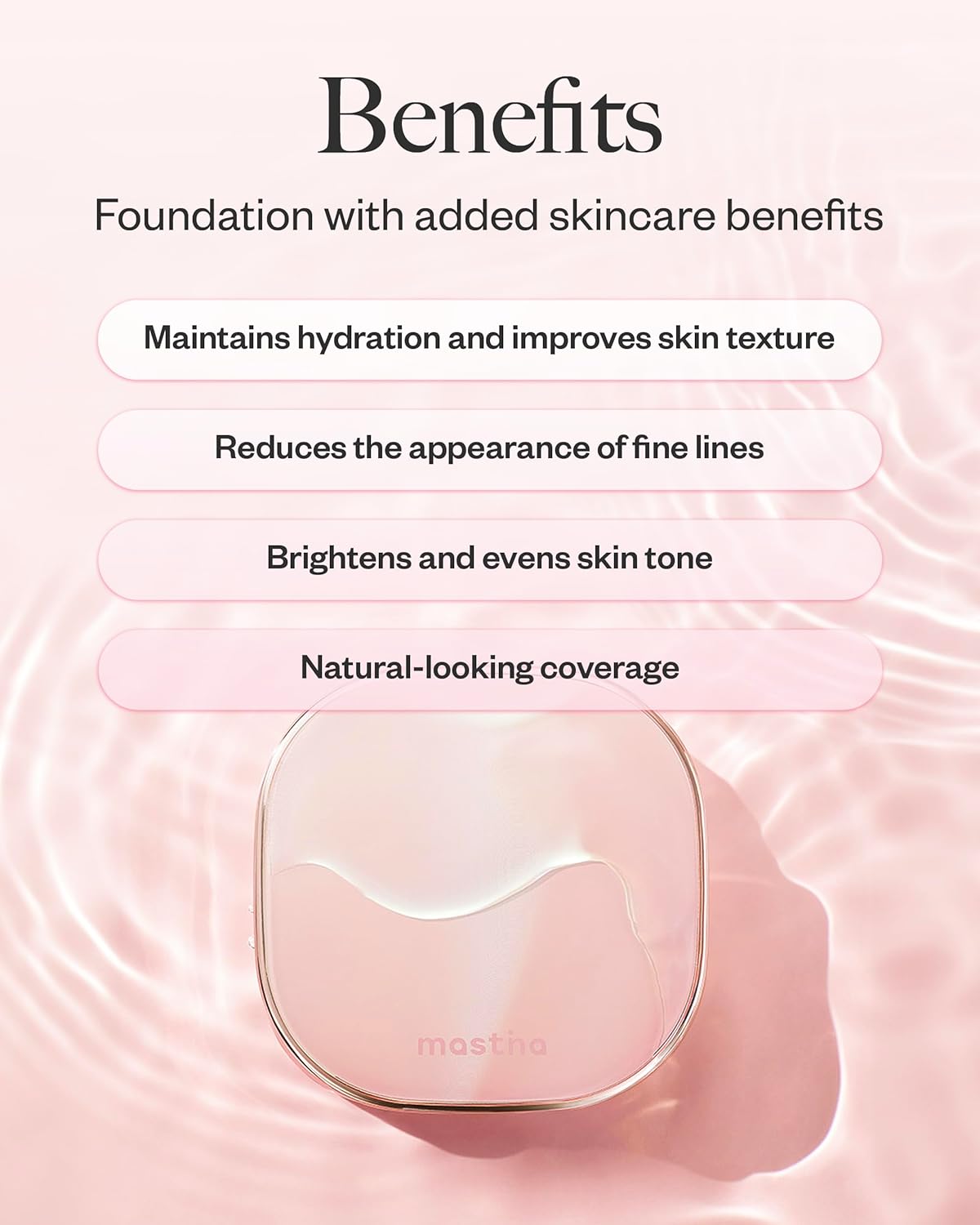 Mastina Natural Glow Cushion with Mastic Gum, 21 Color, 15g - Lightweight Foundation for Radiant and Hydrated Skin, Smooth Finish with No Greasy Shine